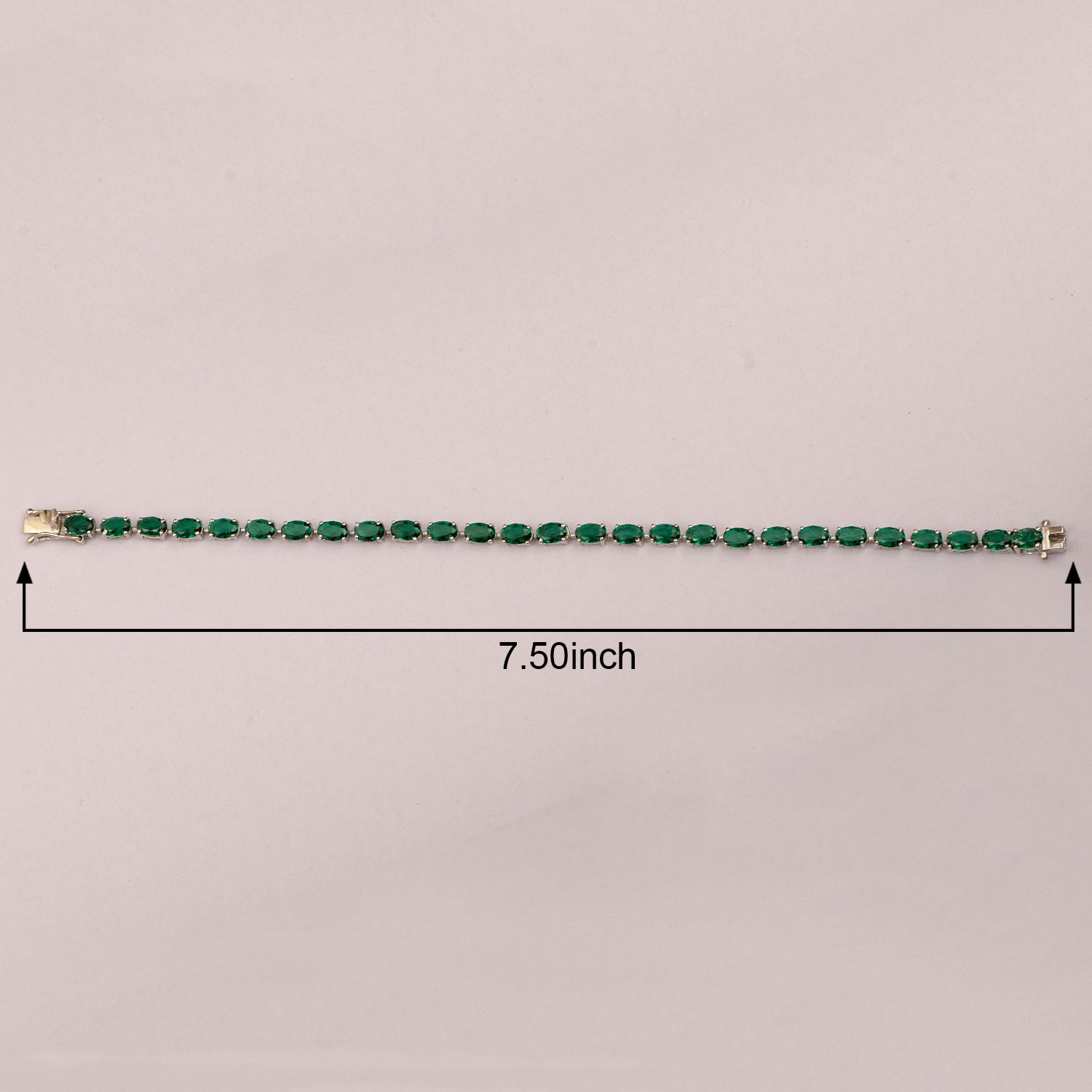 Oval 16.20 Ctw Emerald Sterling Silver Tennis Bracelet 7.5 Inch