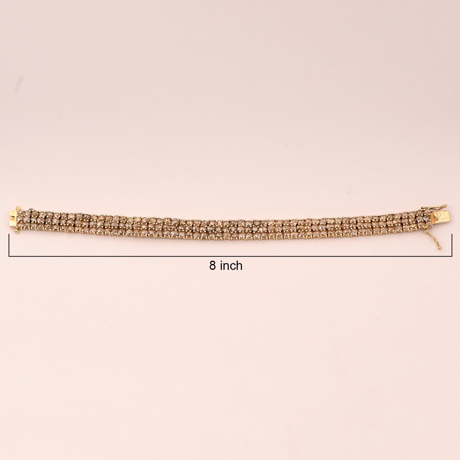 12.5 Cts Rose Cut Champagne Diamond Tennis Bracelet in 925 Sterling Silver & Gold Plated