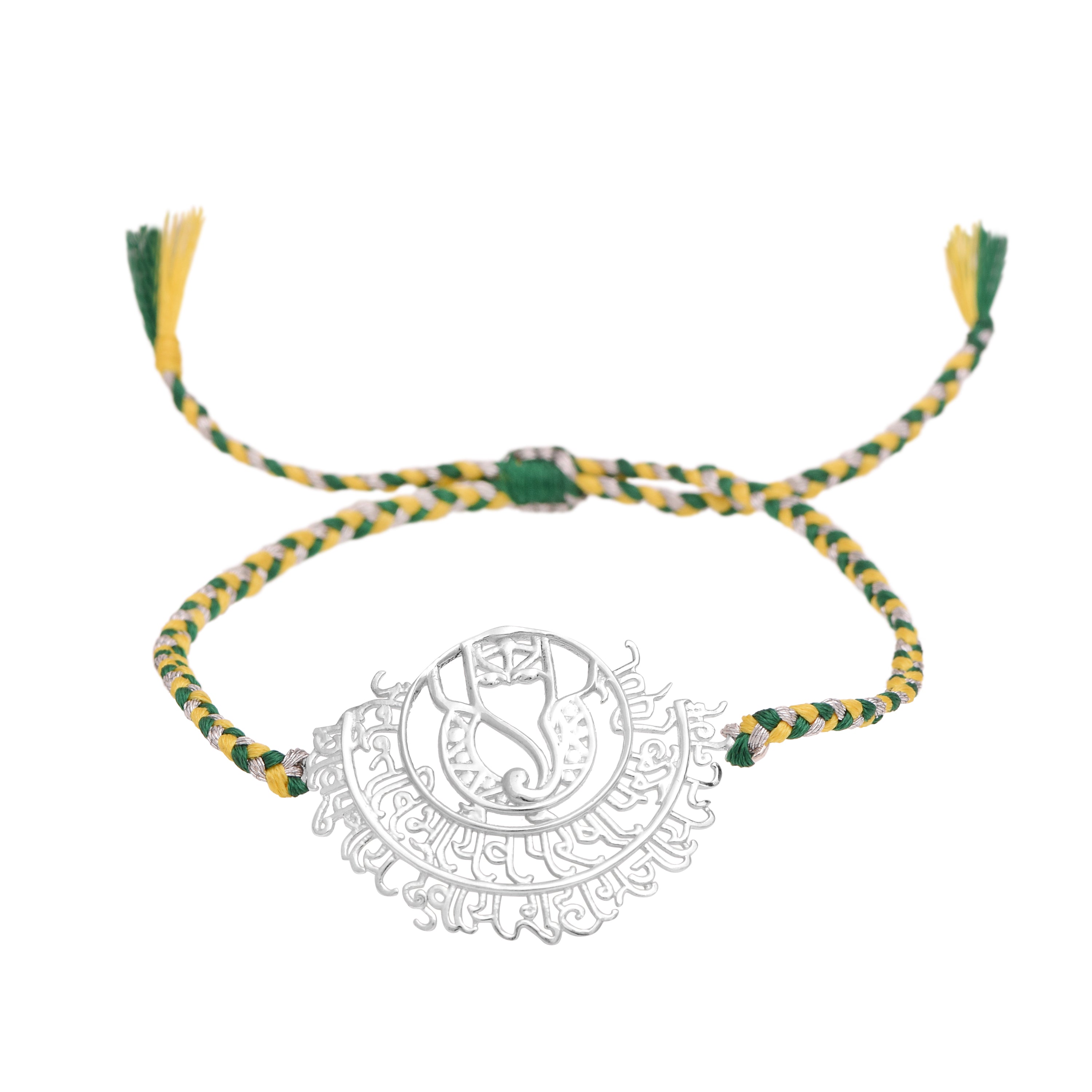 Sacred Om Charm Rakhi Bracelet - Sterling Silver