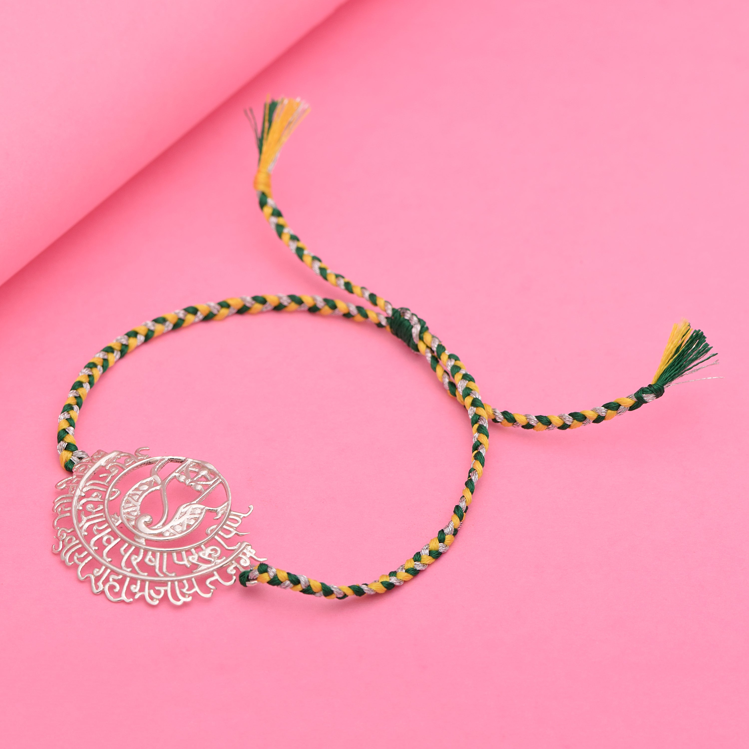 Sacred Om Charm Rakhi Bracelet - Sterling Silver