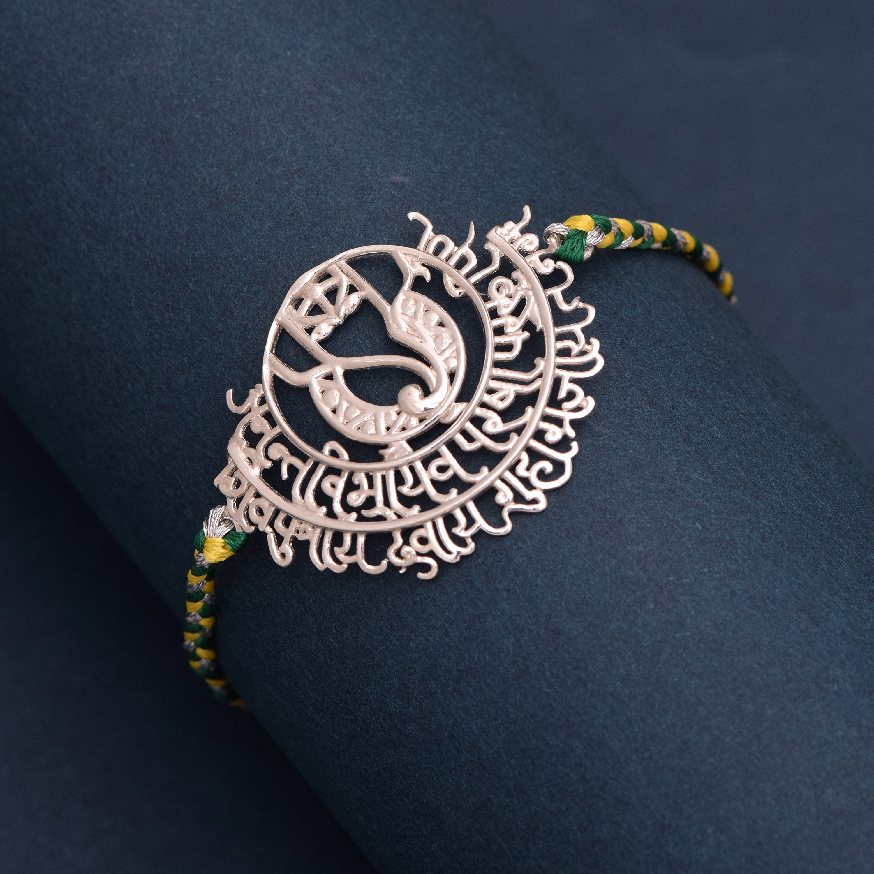 Sacred Om Charm Rakhi Bracelet - Sterling Silver