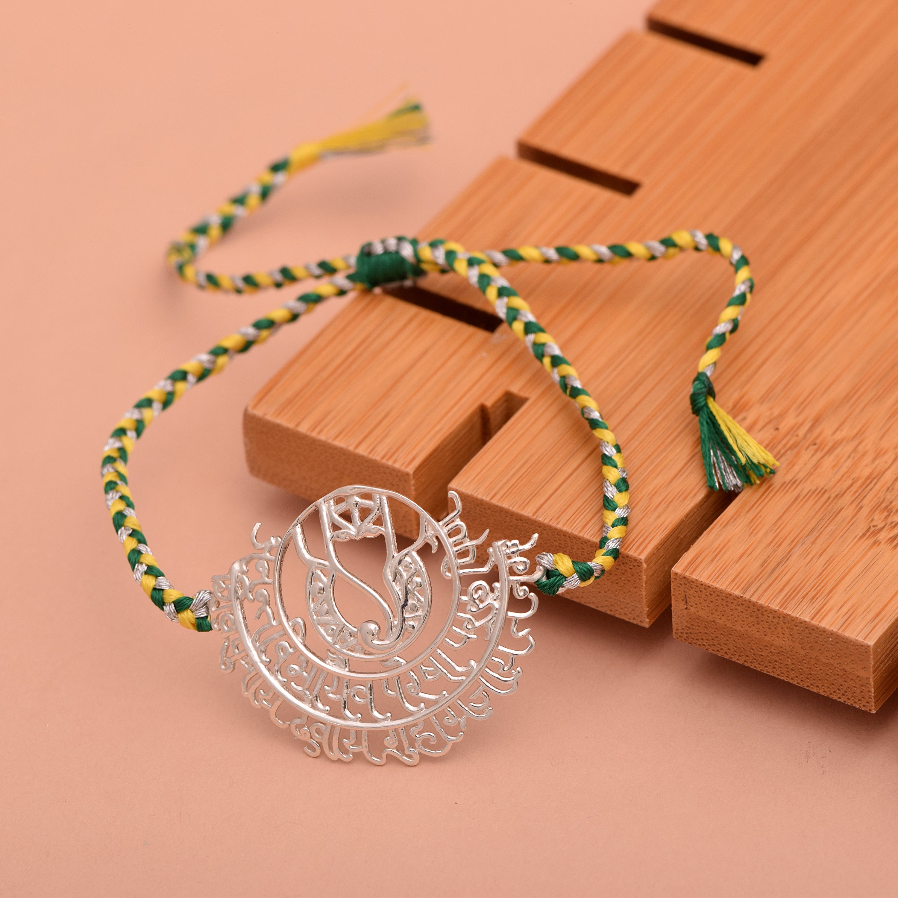 Sacred Om Charm Rakhi Bracelet - Sterling Silver