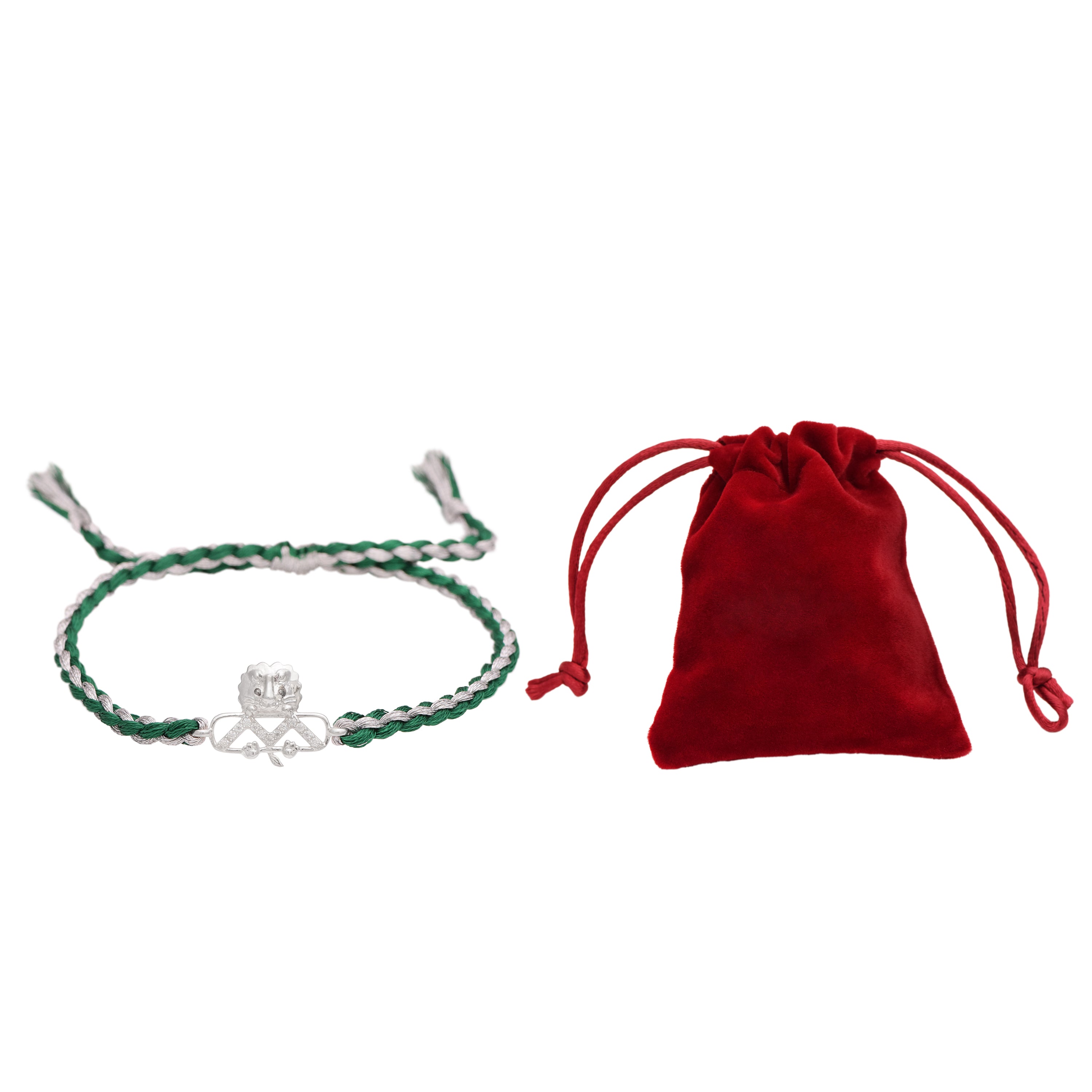 Bold Lion Face Charm Rakhi Bracelet - Sterling Silver