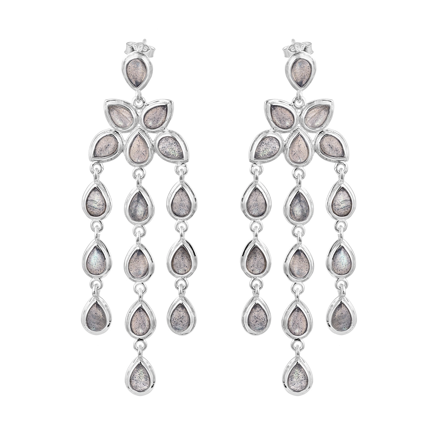 Pear Shape Gemstones- Chandelier Dangle Earrings - Kimaya INC