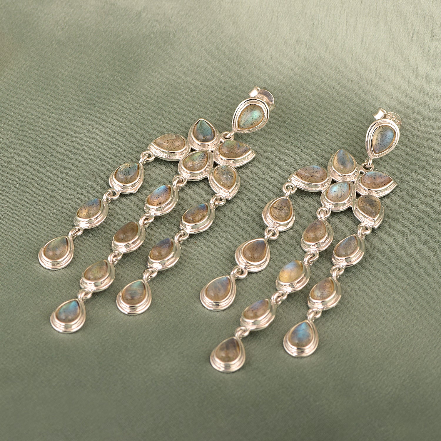 Pear Shape Gemstones- Chandelier Dangle Earrings - Kimaya INC