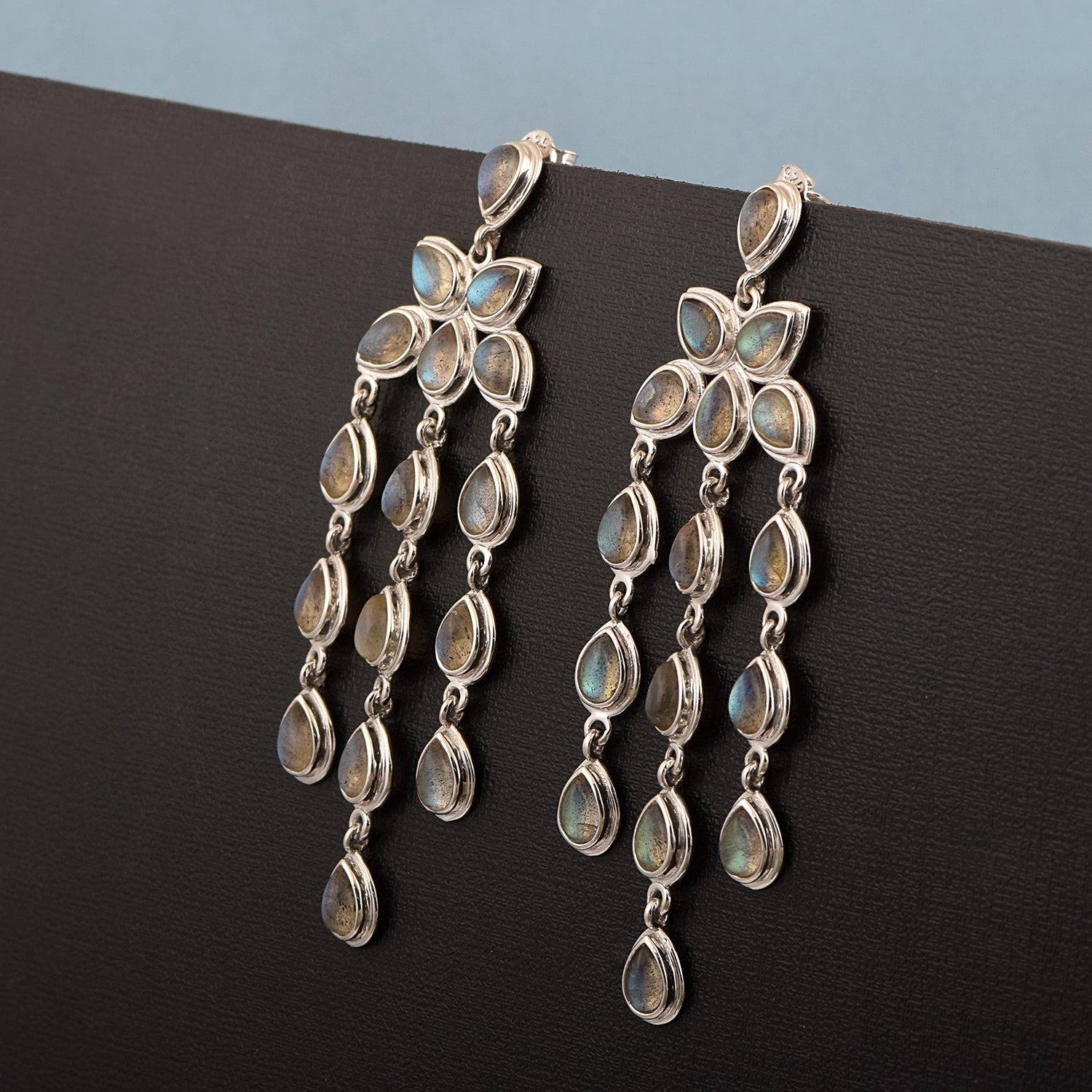 Pear Shape Gemstones- Chandelier Dangle Earrings - Kimaya INC