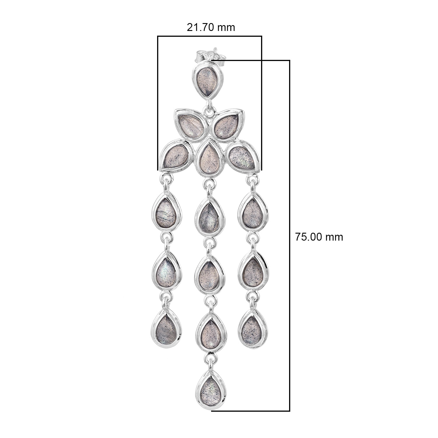 Pear Shape Gemstones- Chandelier Dangle Earrings - Kimaya INC
