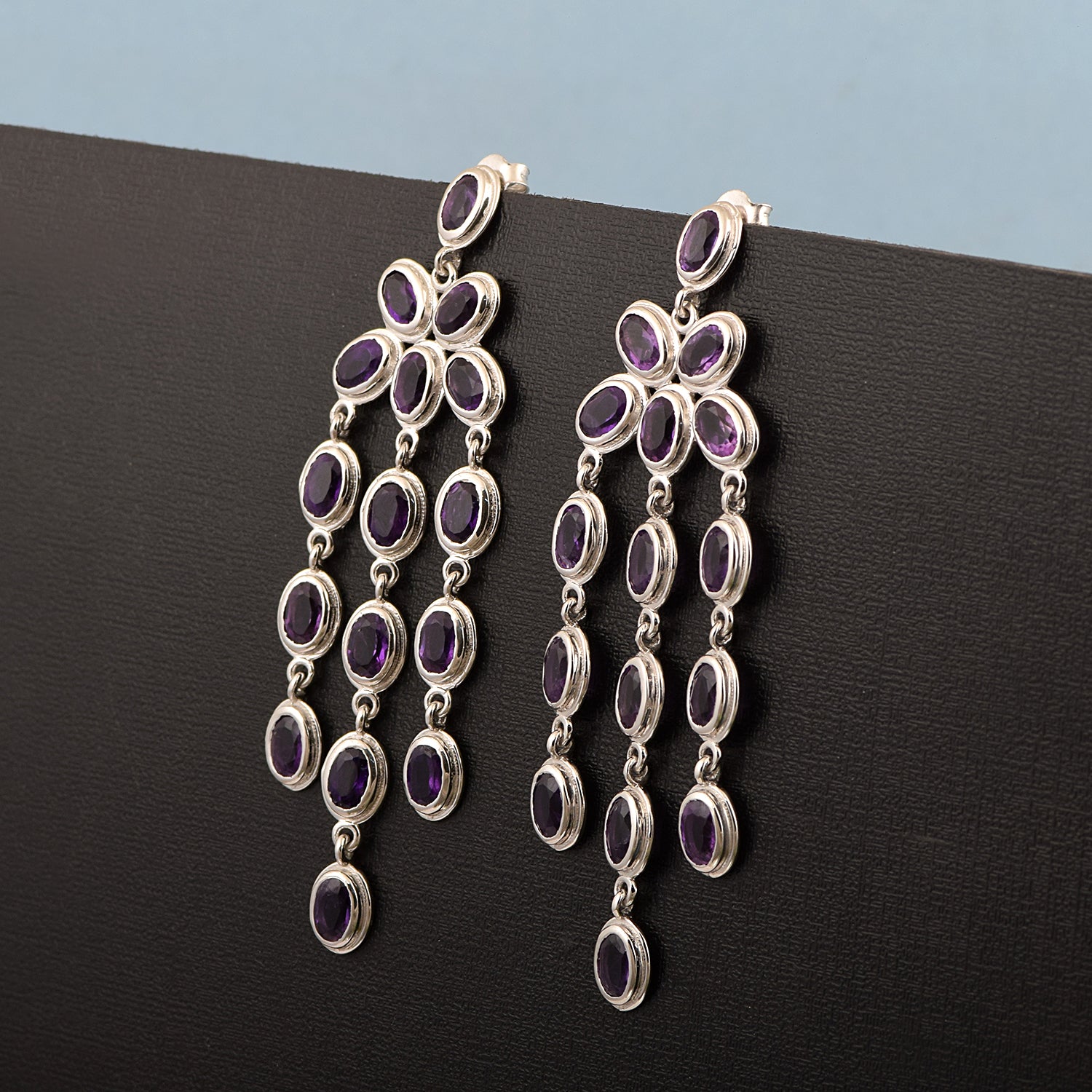 Oval Shape Gemstones- Chandelier Dangle Earrings - Kimaya INC