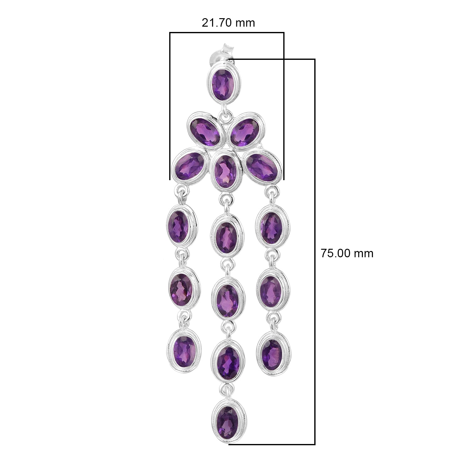 Oval Shape Gemstones- Chandelier Dangle Earrings - Kimaya INC