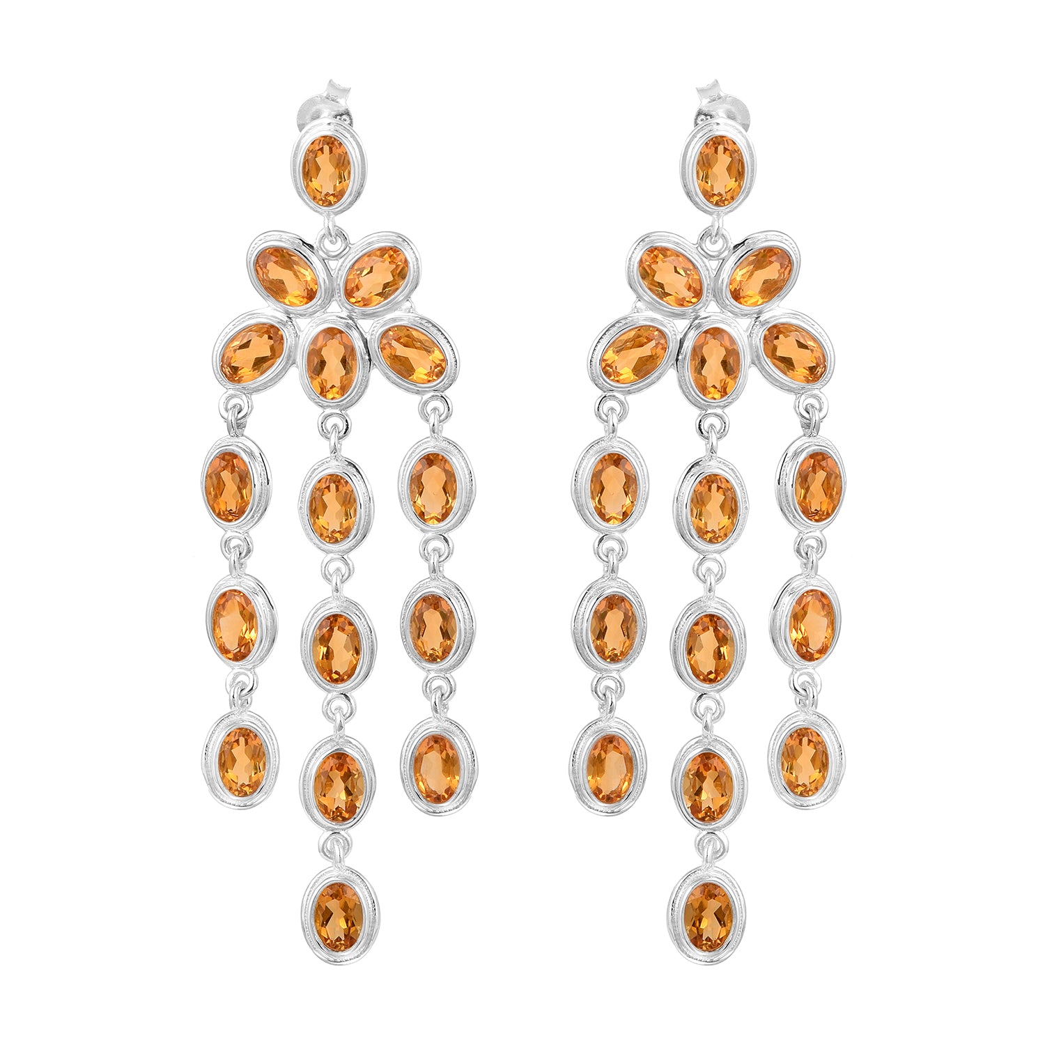 Oval Shape Gemstones- Chandelier Dangle Earrings - Kimaya INC