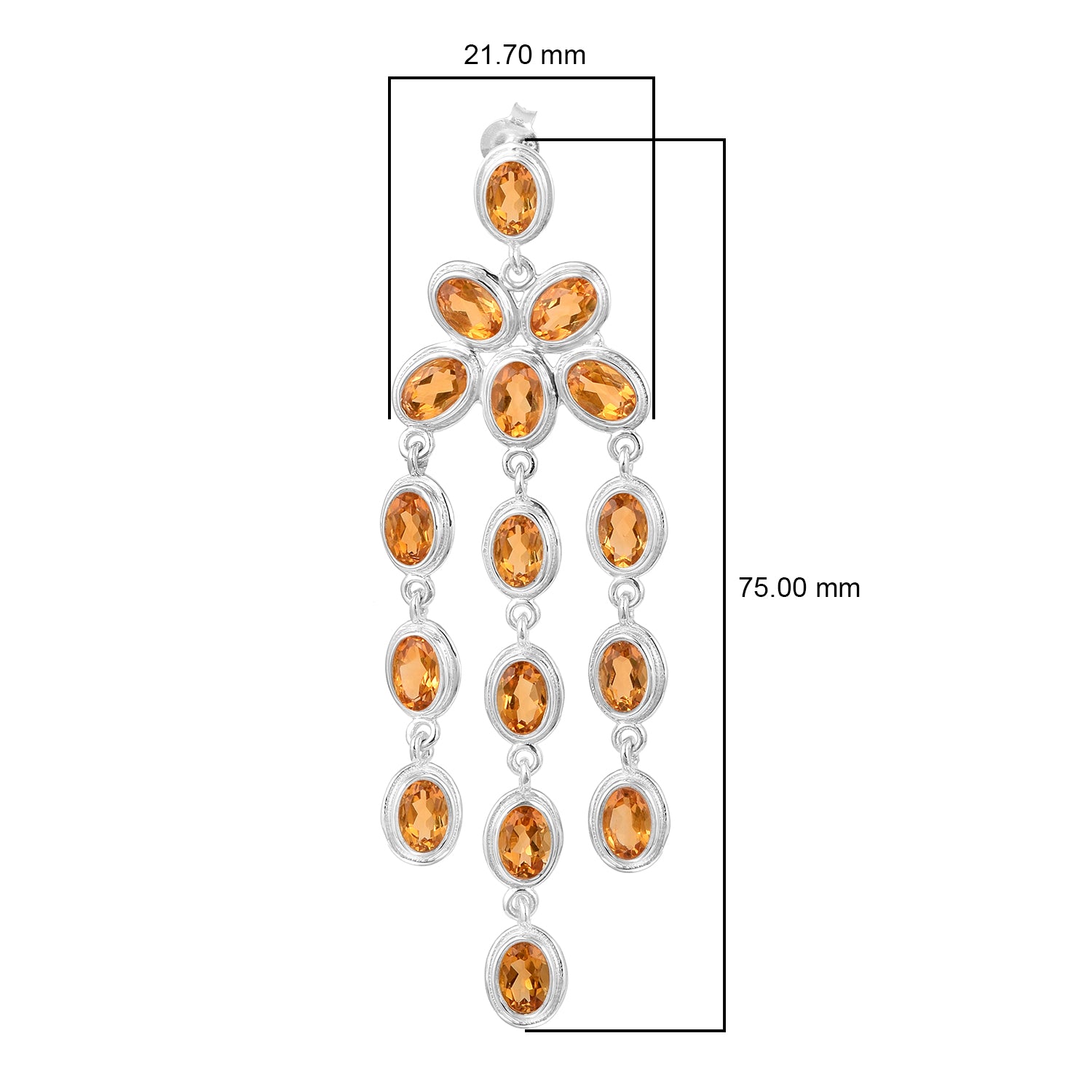 Oval Shape Gemstones- Chandelier Dangle Earrings - Kimaya INC