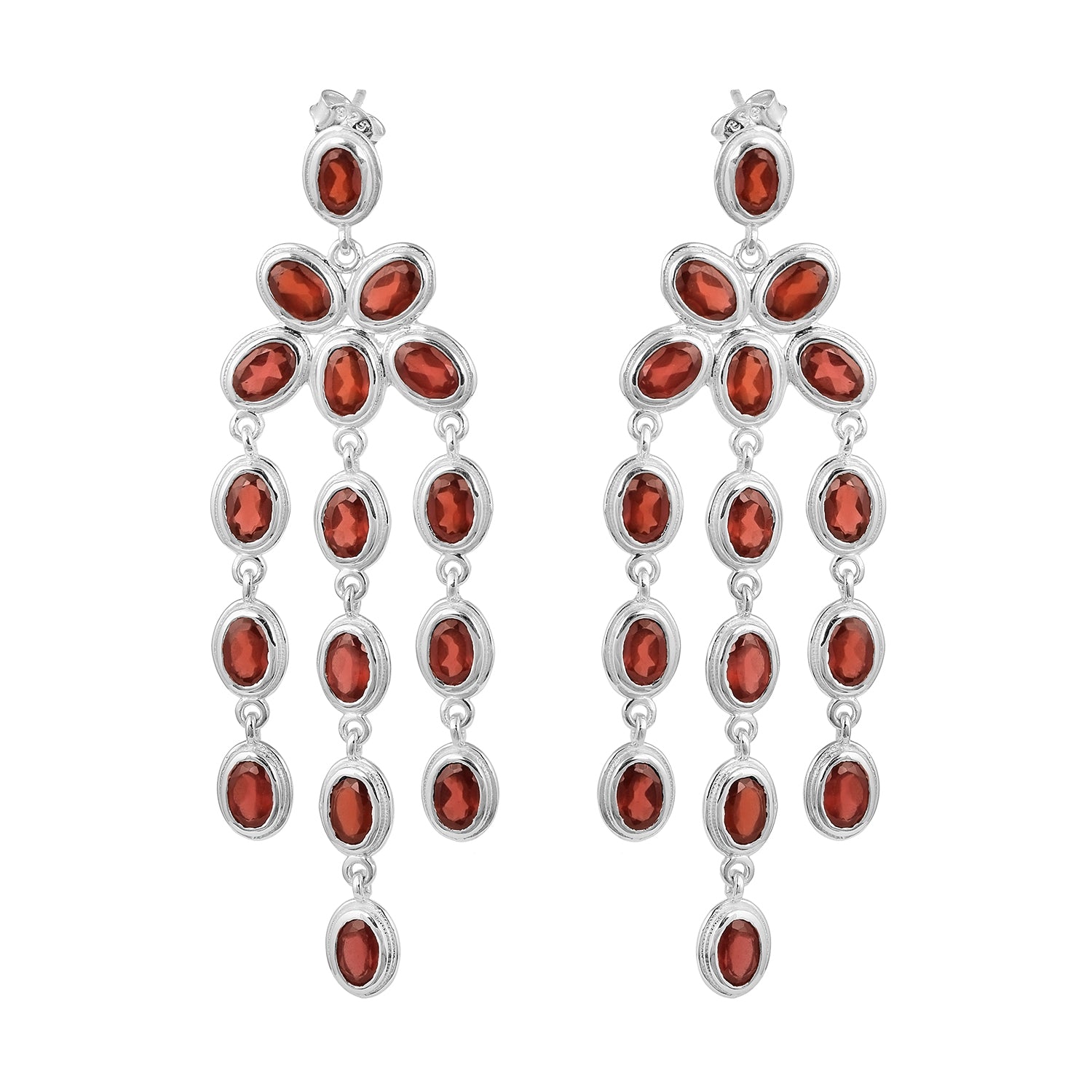 Oval Shape Gemstones- Chandelier Dangle Earrings - Kimaya INC