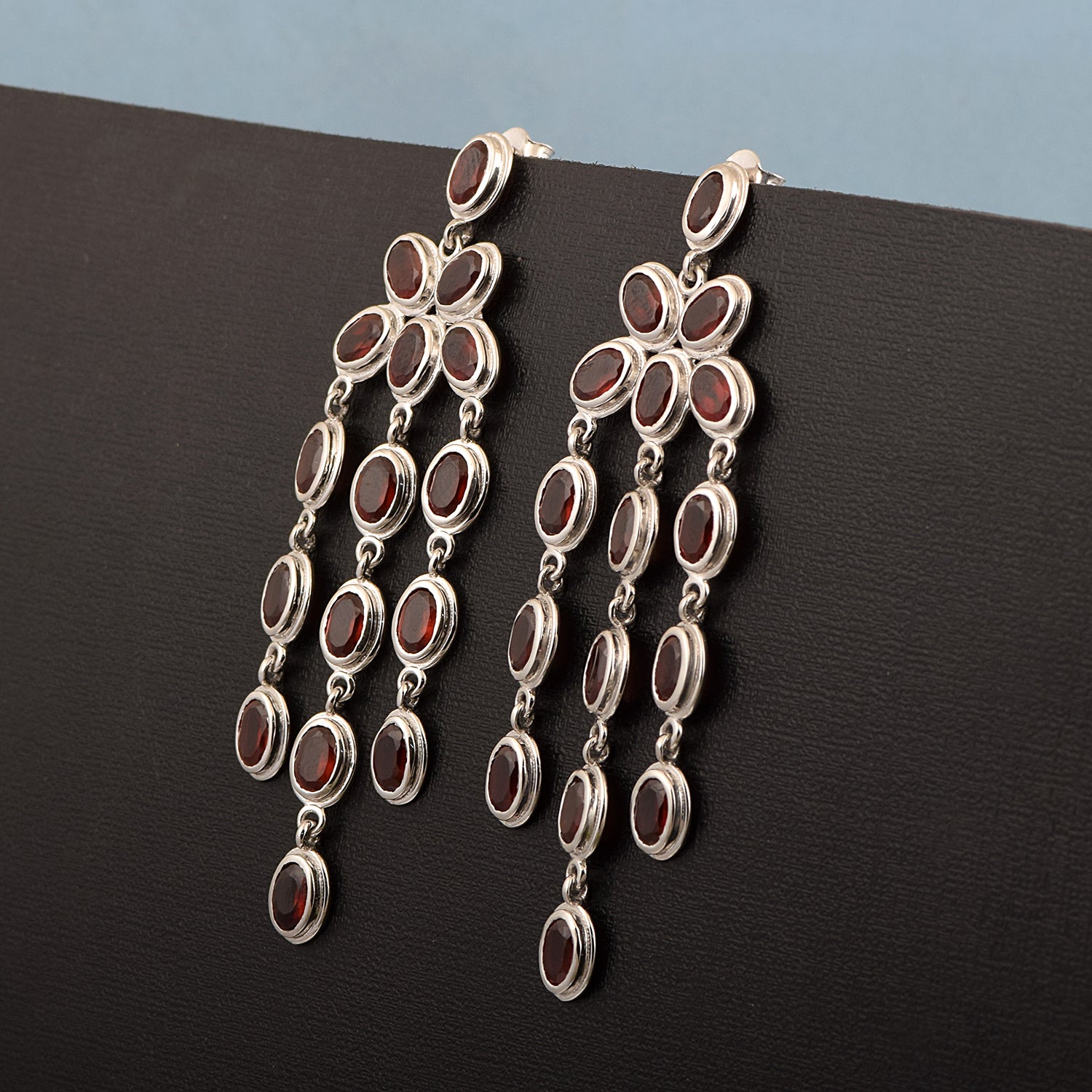Oval Shape Gemstones- Chandelier Dangle Earrings - Kimaya INC