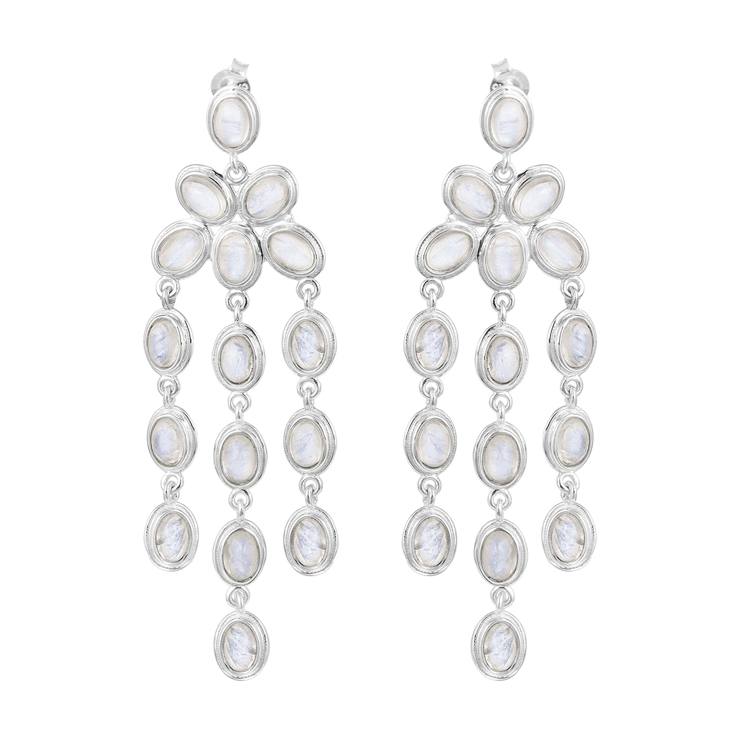 Oval Shape Gemstones- Chandelier Dangle Earrings - Kimaya INC