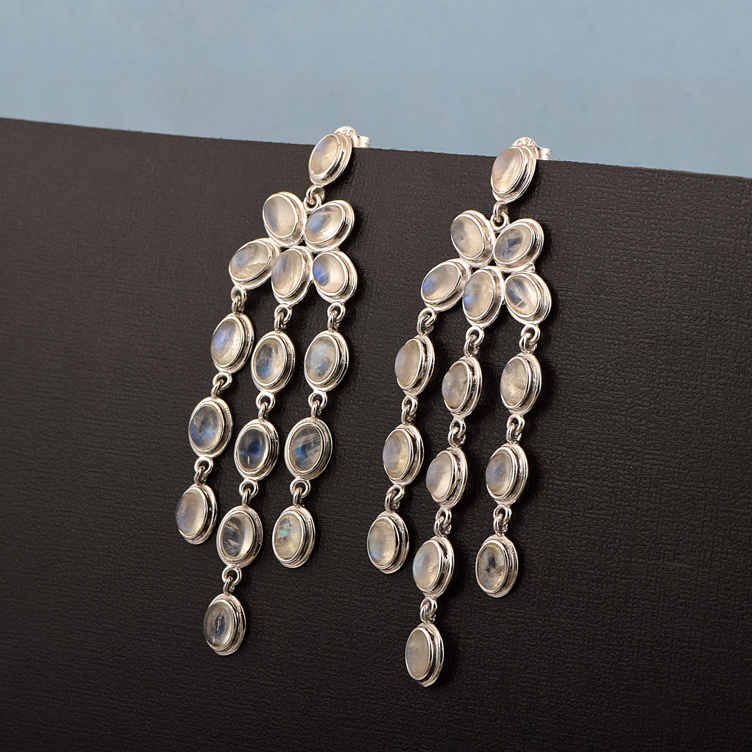 Oval Shape Gemstones- Chandelier Dangle Earrings - Kimaya INC