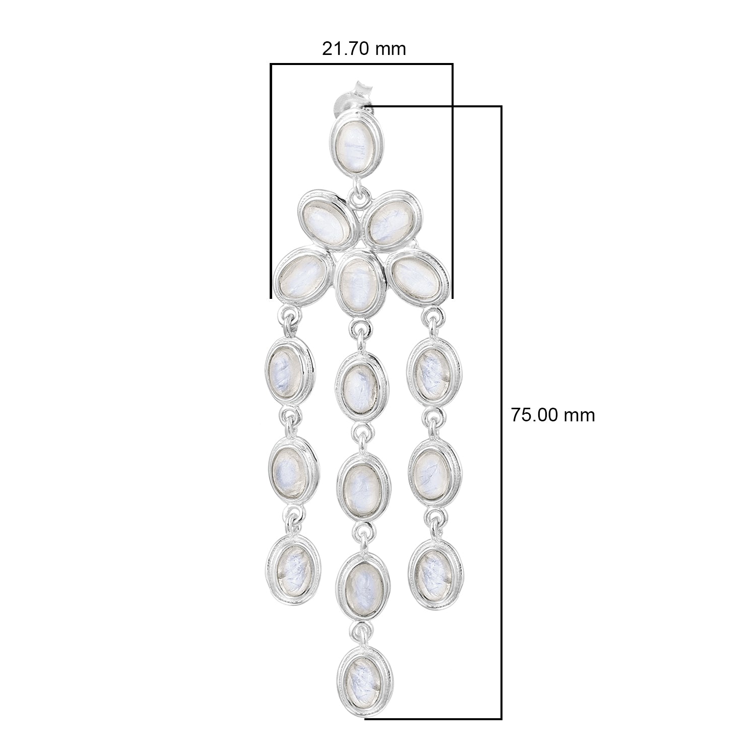 Oval Shape Gemstones- Chandelier Dangle Earrings - Kimaya INC