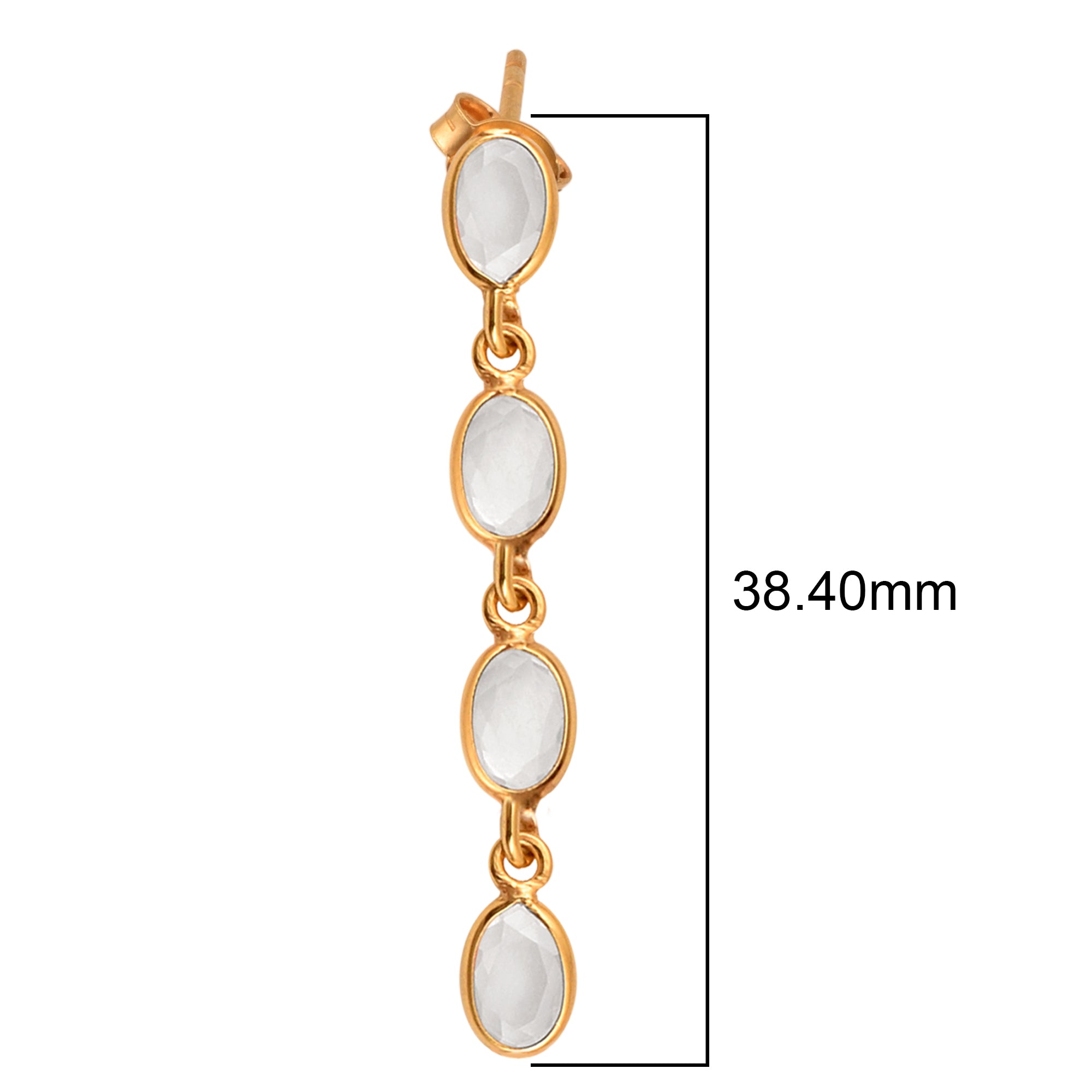 Oval Cut Cubic Zirconia Bezel Drop Dangle Earrings - Kimaya INC