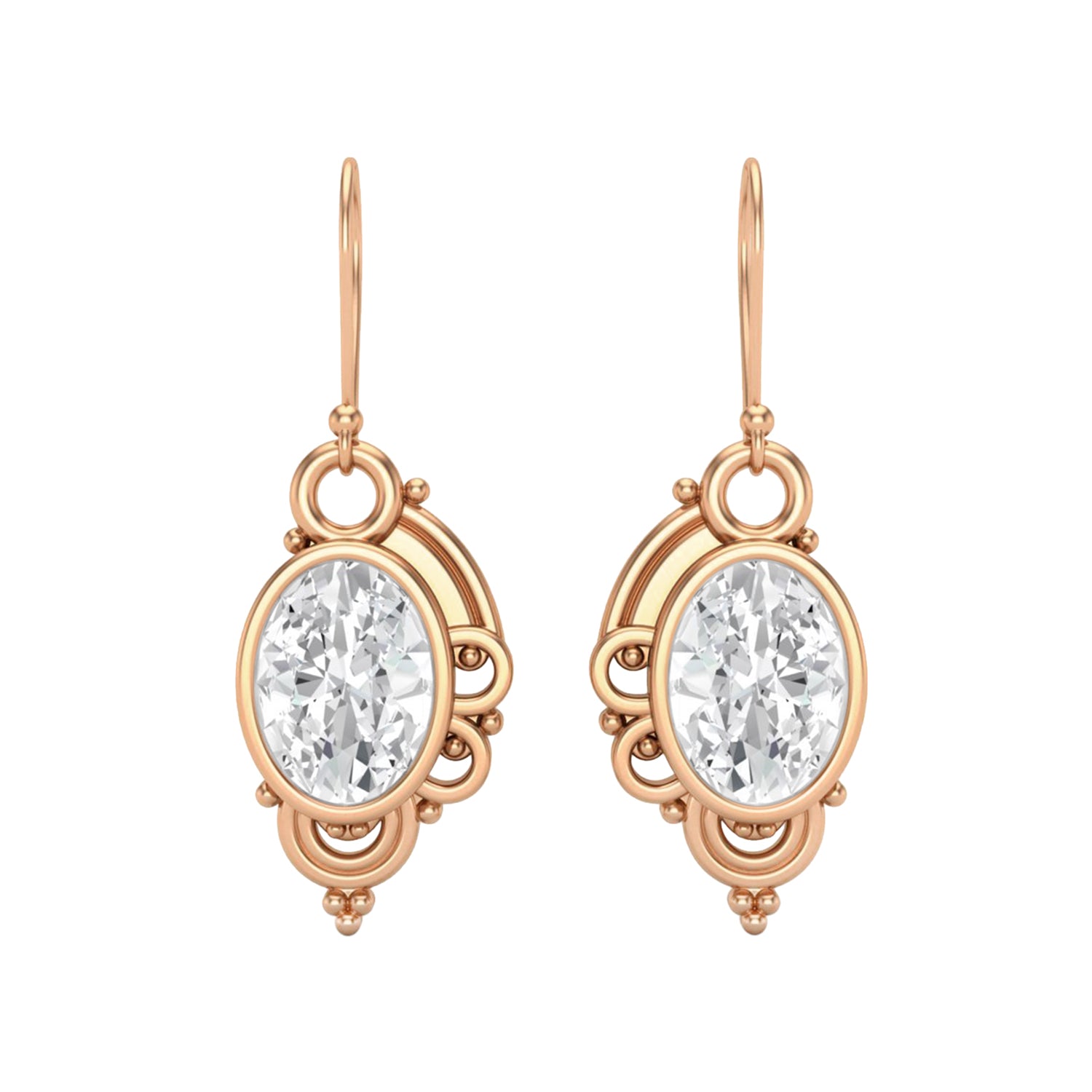 Moissanite Vintage Scrollwork Drop Earrings – Sterling Silver