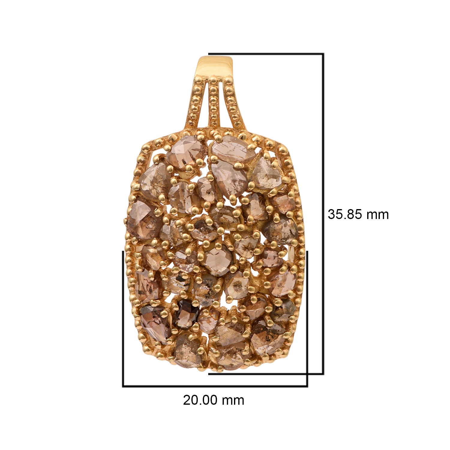 5.00 Ctw Rose Cut Champagne Diamond Octagon Cluster Engagement Pendant