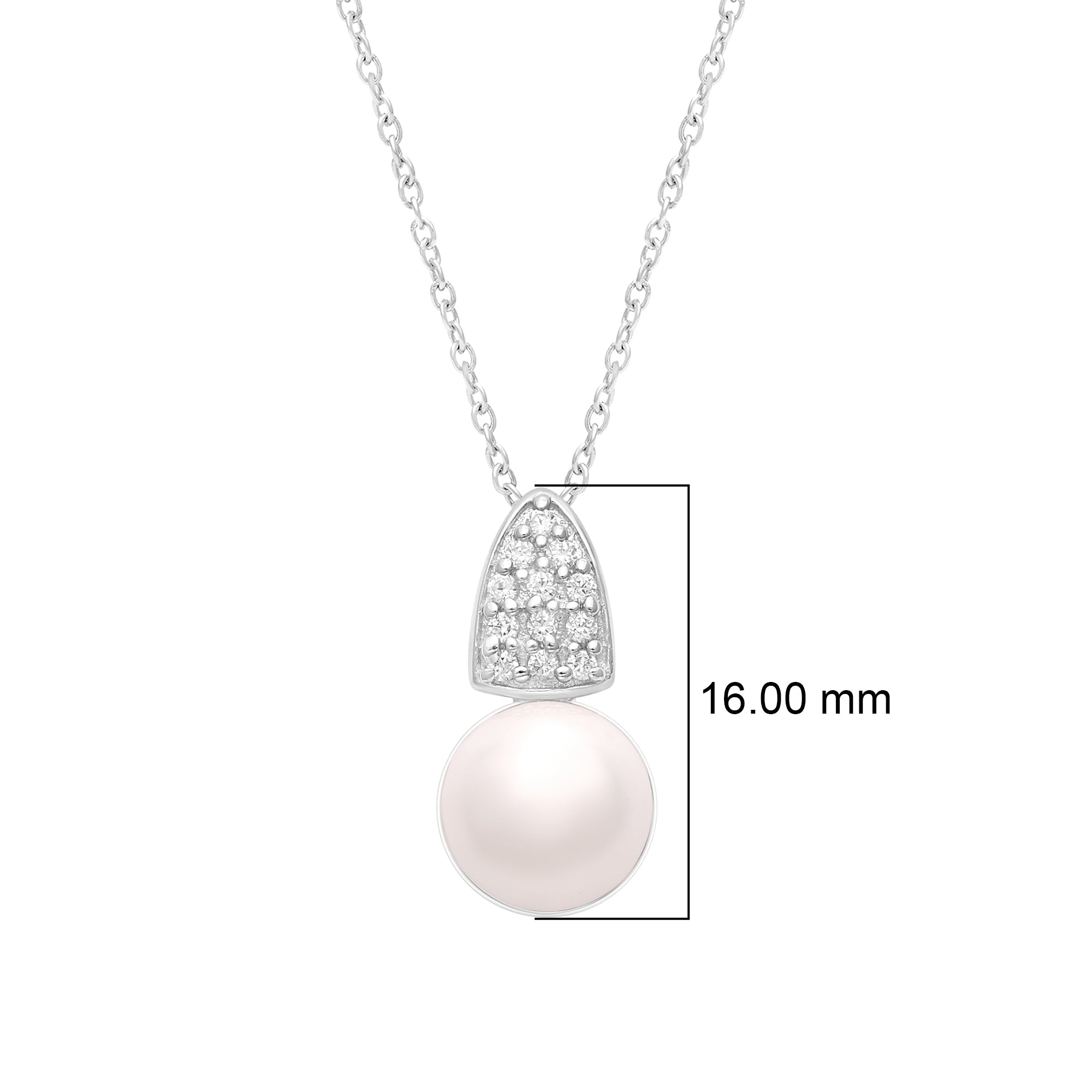 Pearl Geometric Triangle Bail Necklace – Sterling Silver