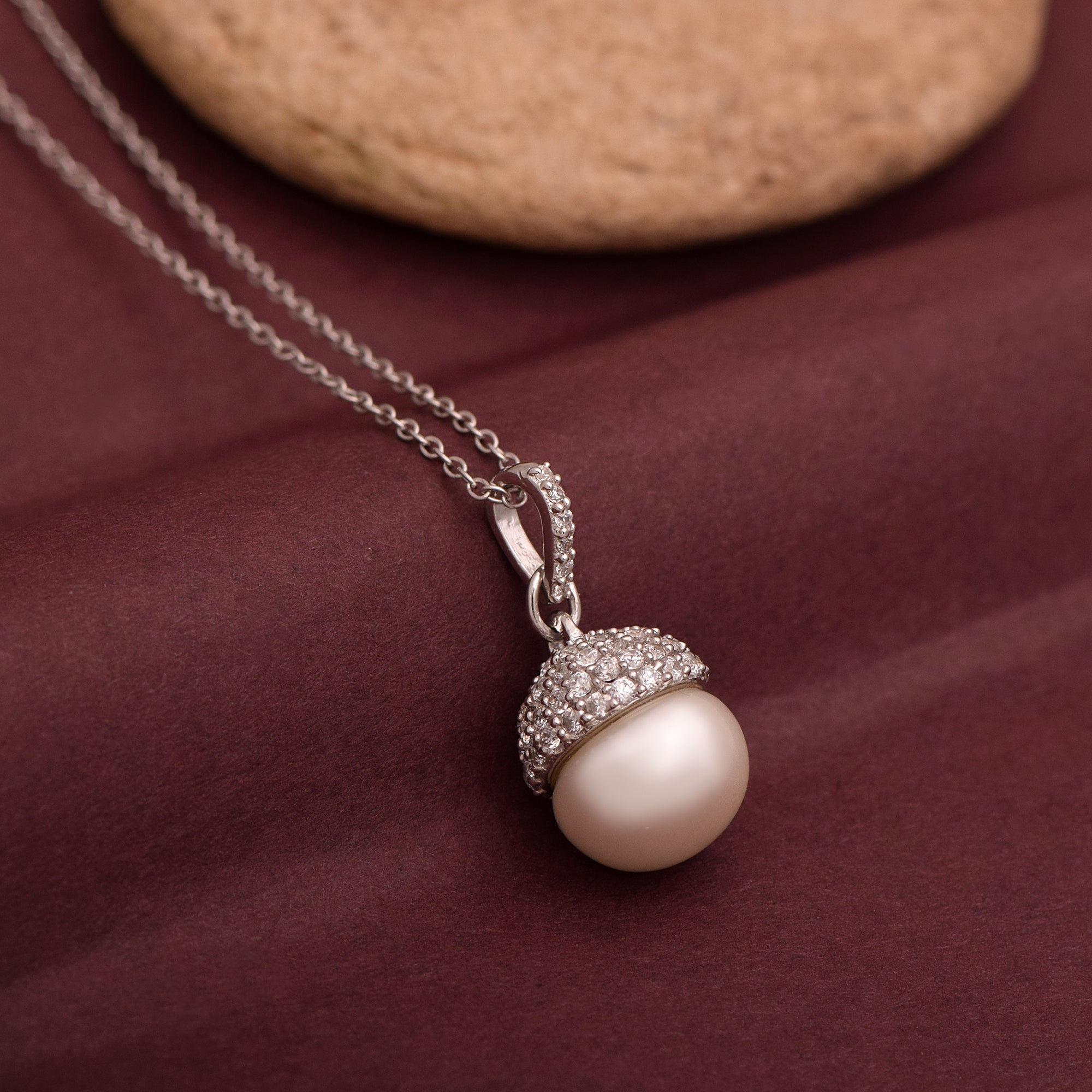 Pearl Dome Cap Necklace – Sterling Silver