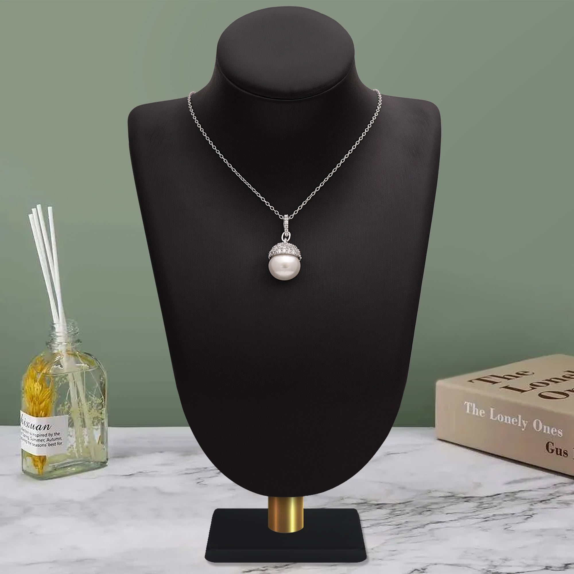 Pearl Dome Cap Necklace – Sterling Silver