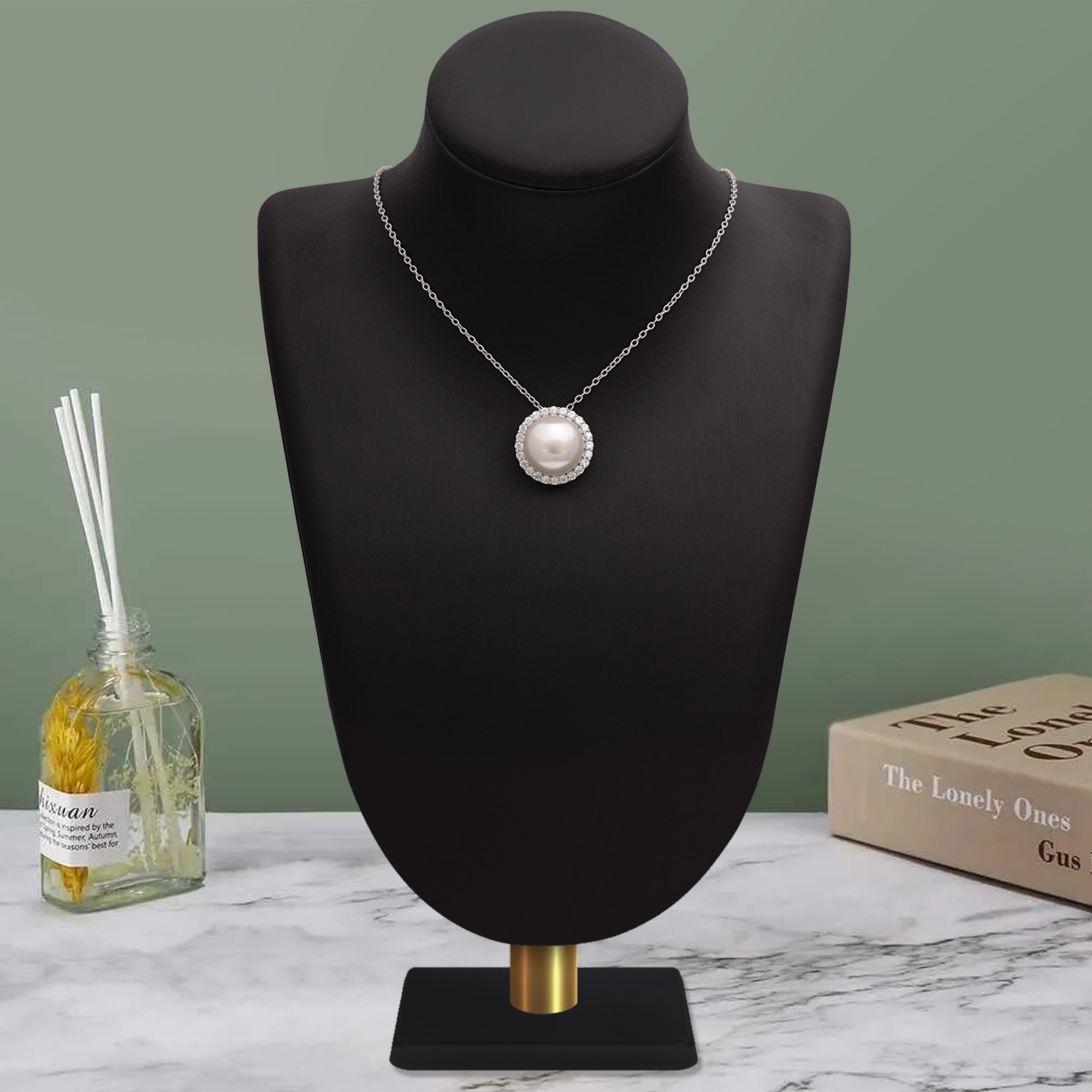 Pearl Halo Necklace – Sterling Silver
