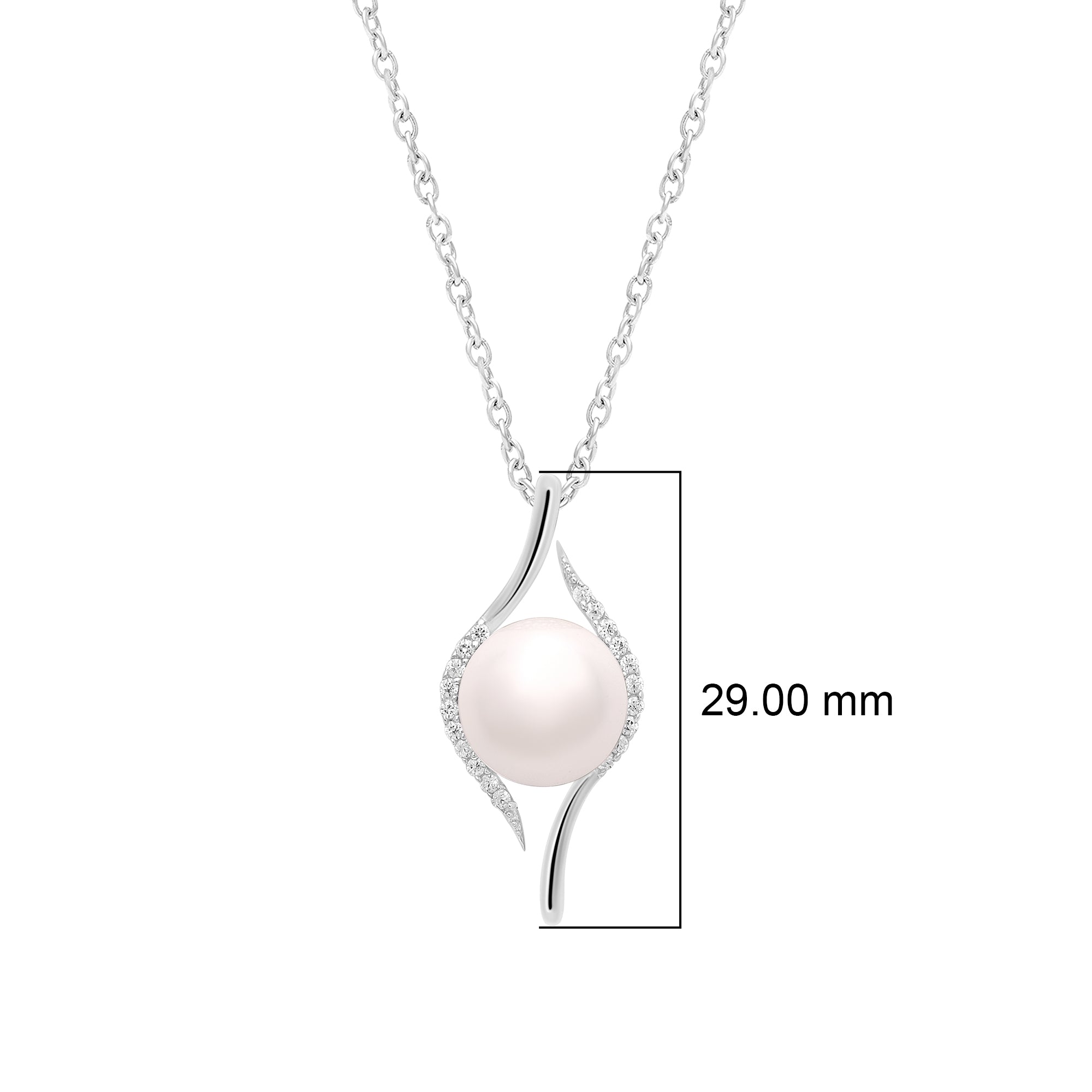 Pearl Modern Wave Necklace – Sterling Silver
