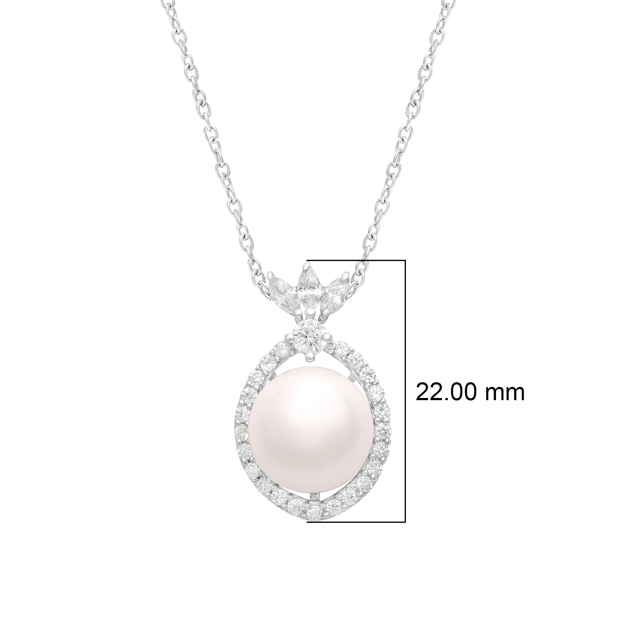 Pearl Floral Halo Necklace – Sterling Silver