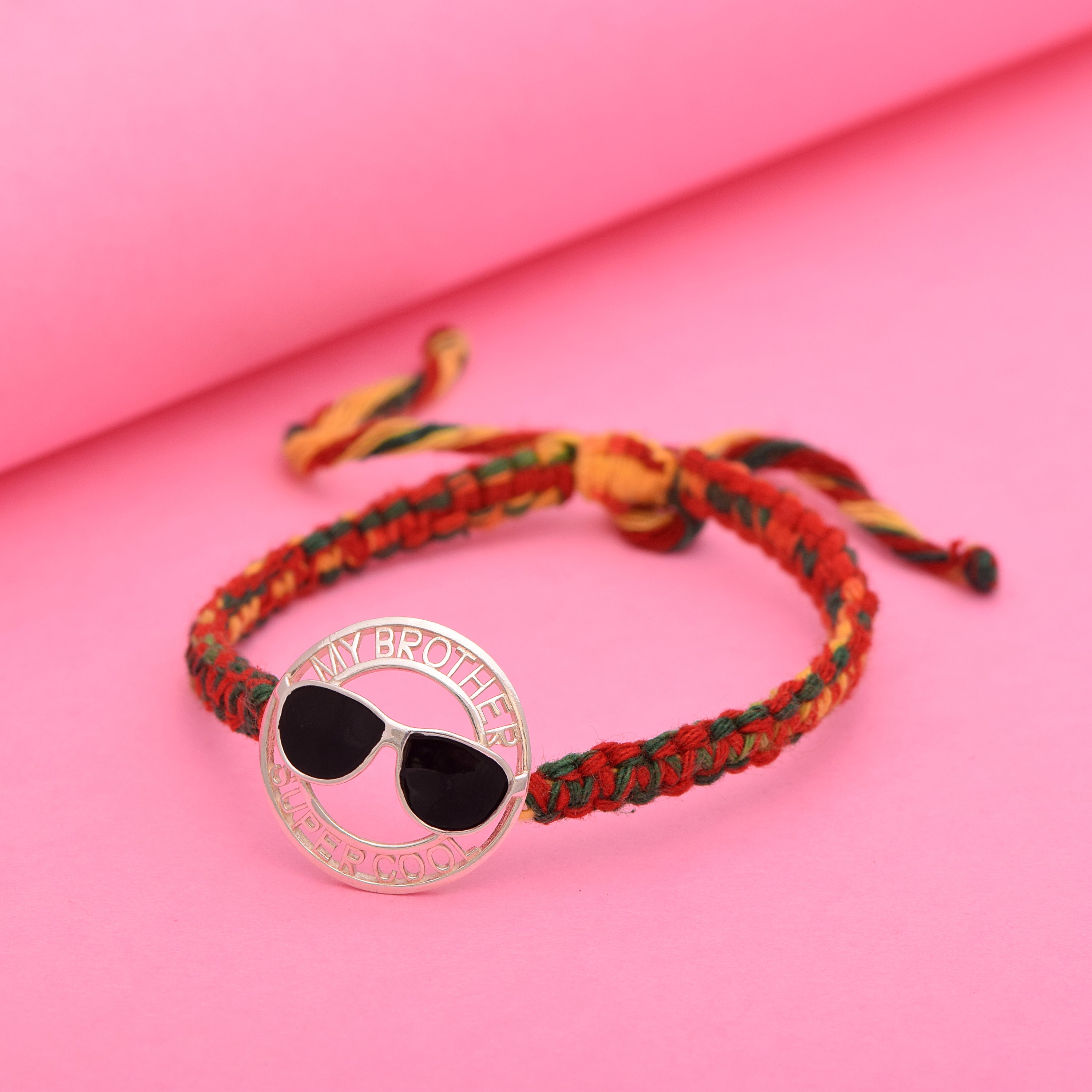“My Brother Super Cool” Rakhi Bracelet - Sterling Silver