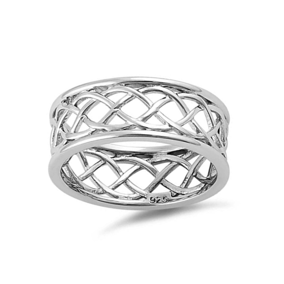 Wide Celtic Weave Openwork Band Ring-Sterling Silver