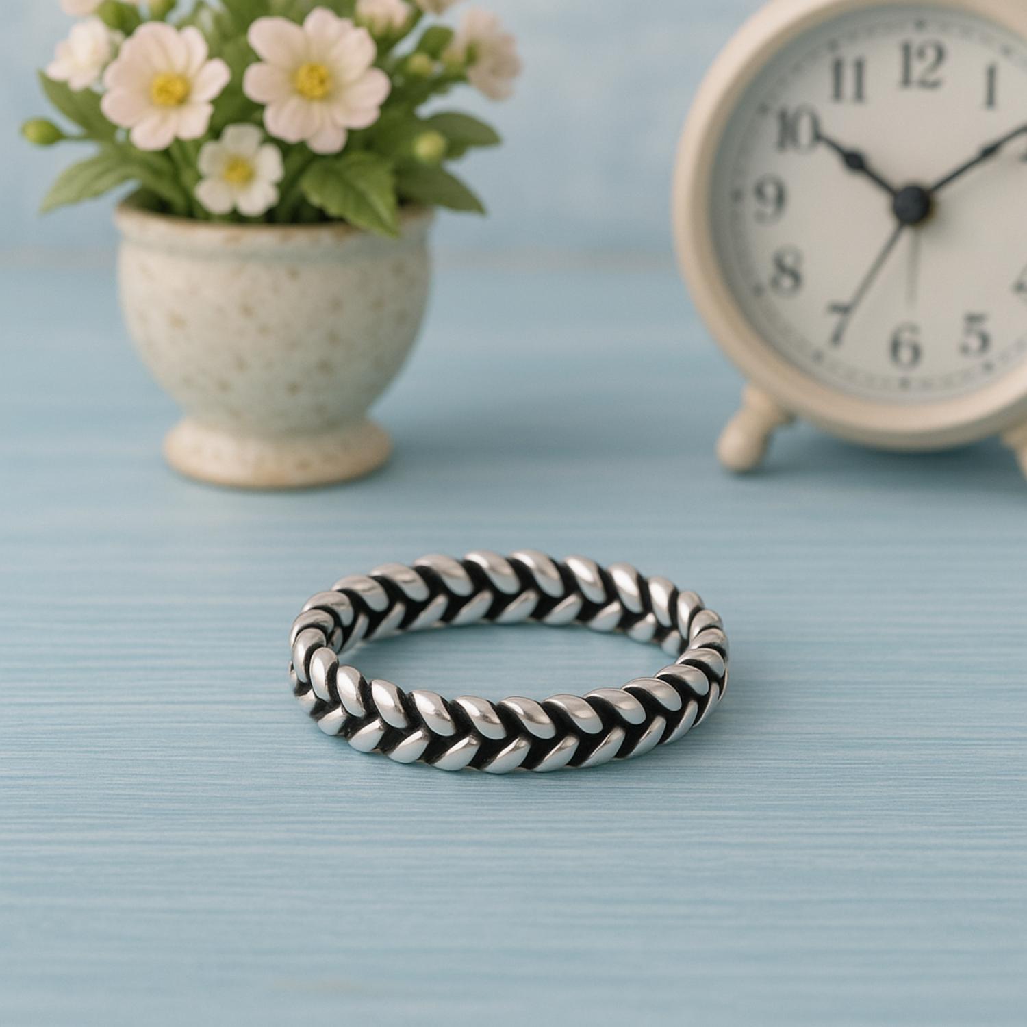 Rope Twist Eternity Band Ring-Sterling Silver