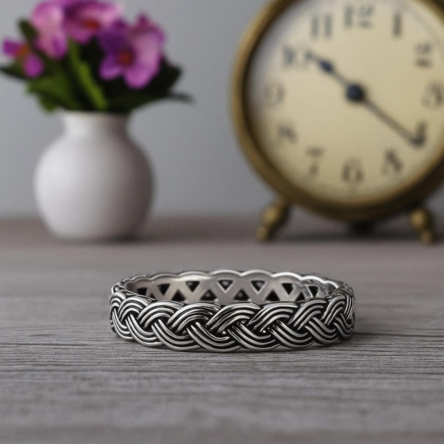 Braided Eternity Band Ring-Sterling Silver