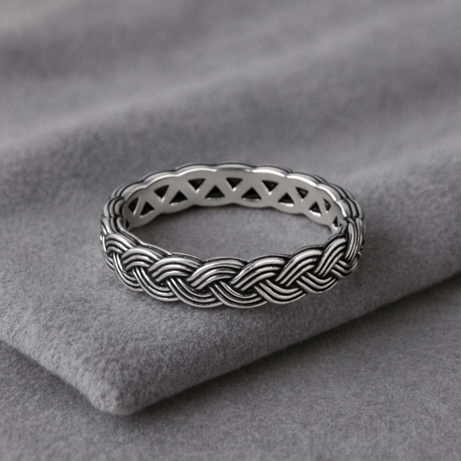 Braided Eternity Band Ring-Sterling Silver