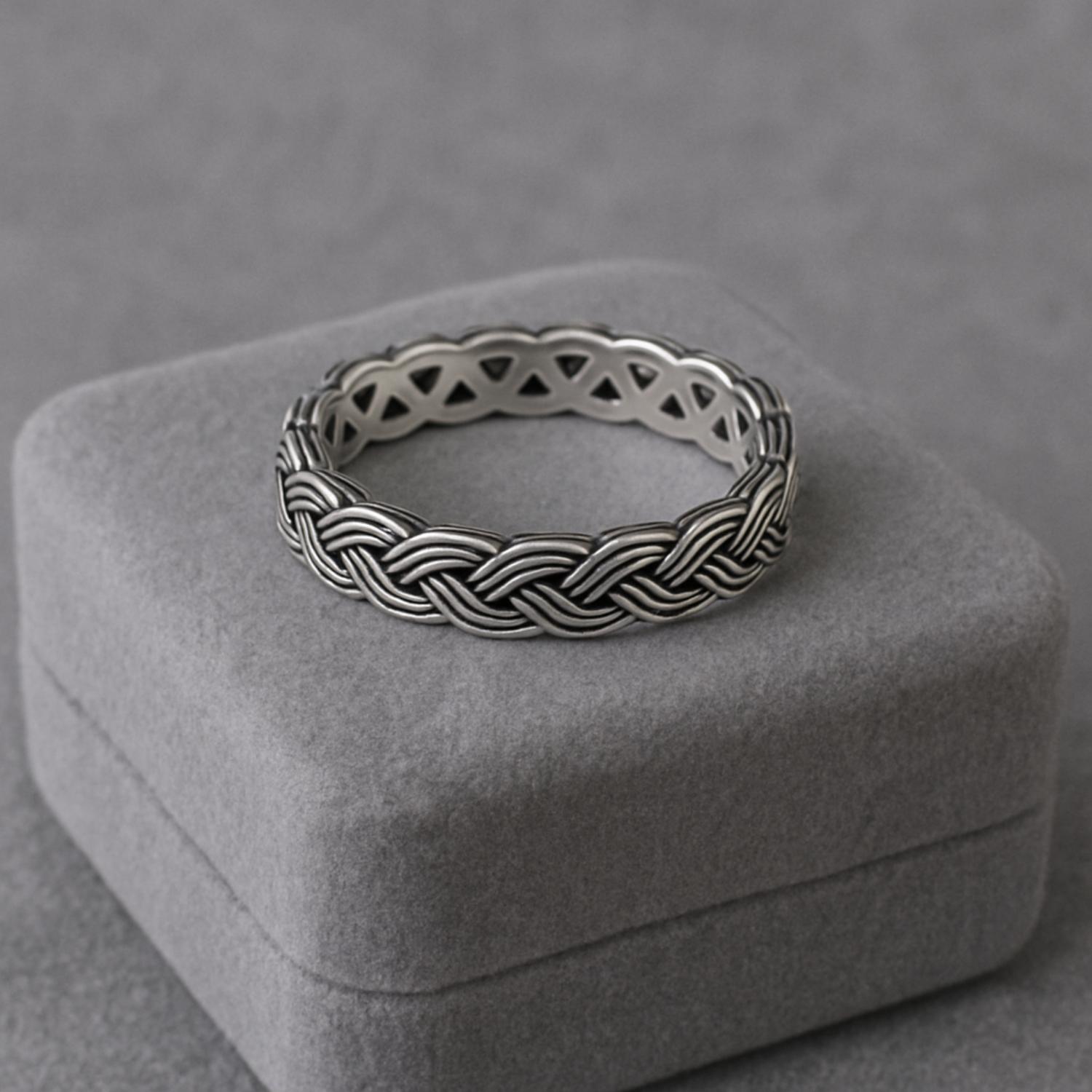 Braided Eternity Band Ring-Sterling Silver