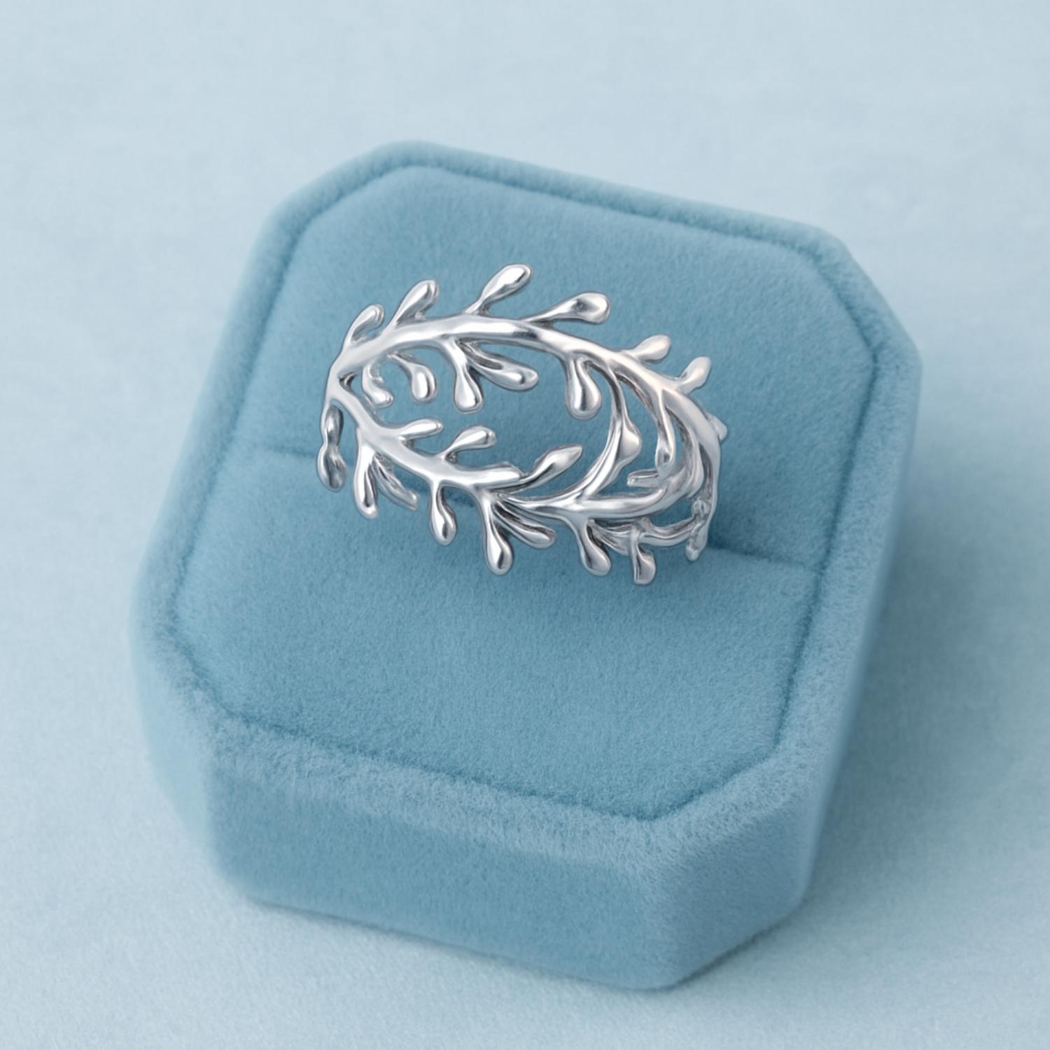 Leaf Vine Openwork Band Ring-Sterling Silver