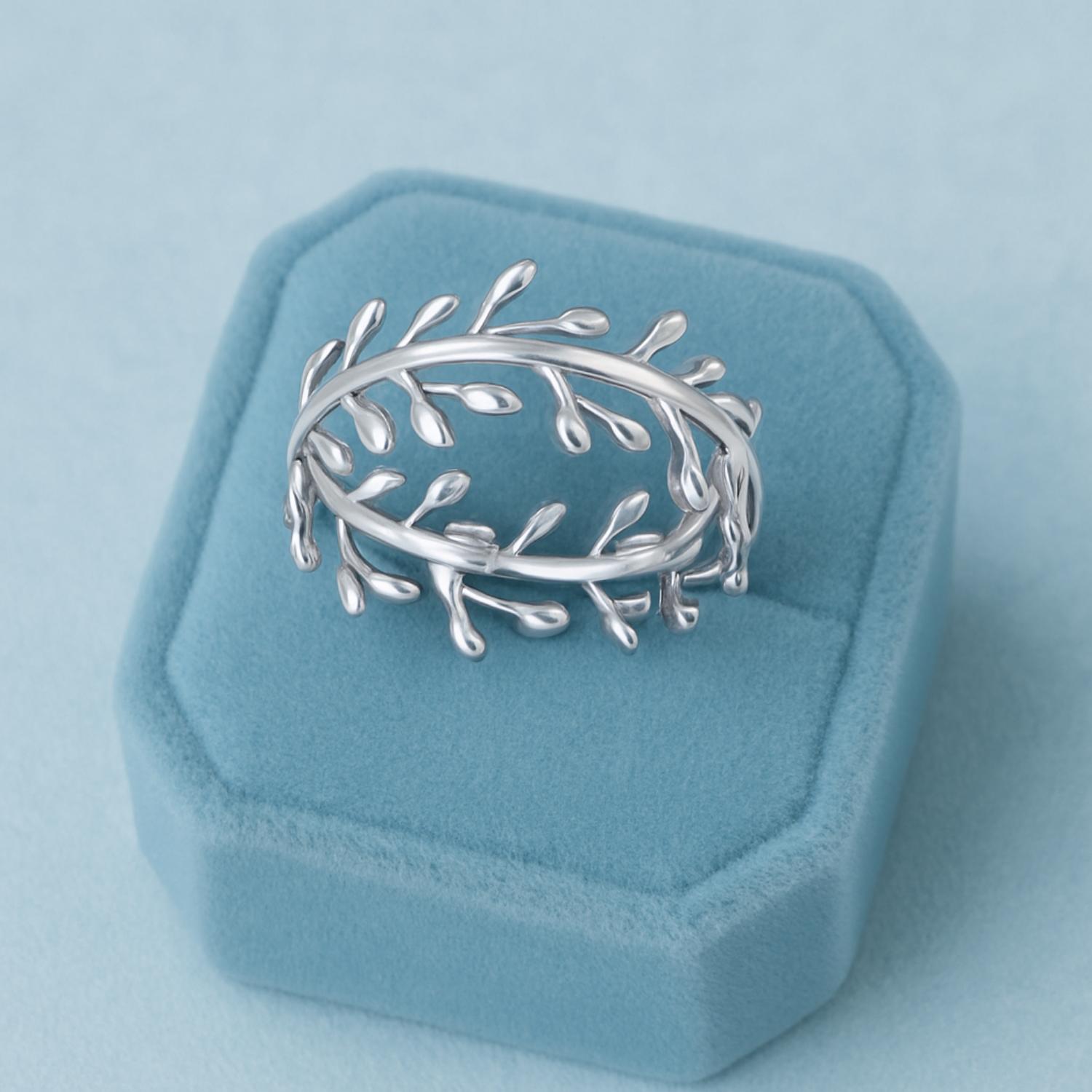 Leaf Vine Openwork Band Ring-Sterling Silver