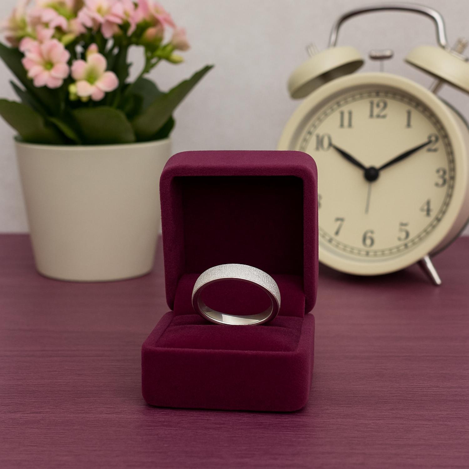 Sandblast Finish Comfort Fit Band Ring - Sterling Silver