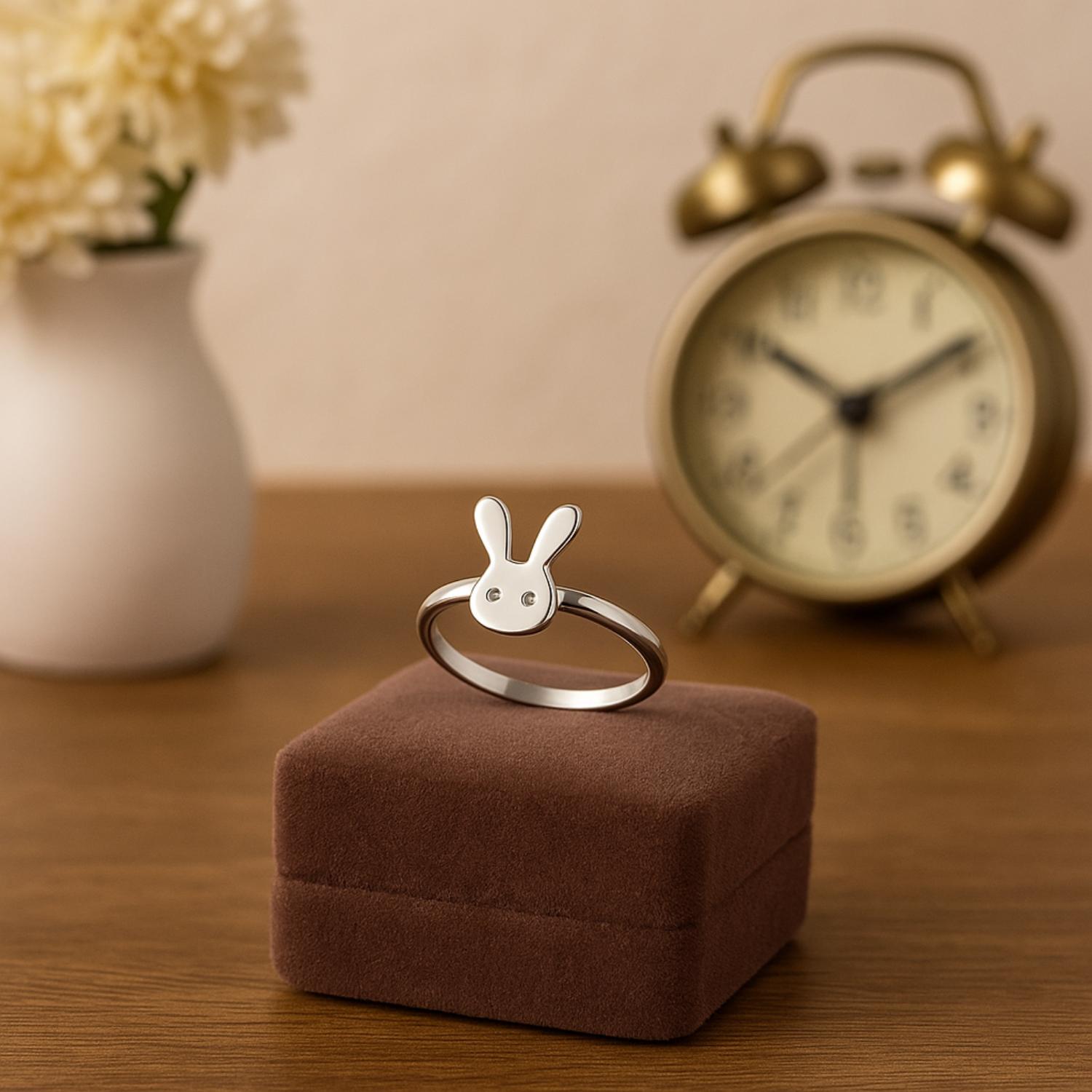 Cute Bunny Face Women’s Ring – Sterling Silver