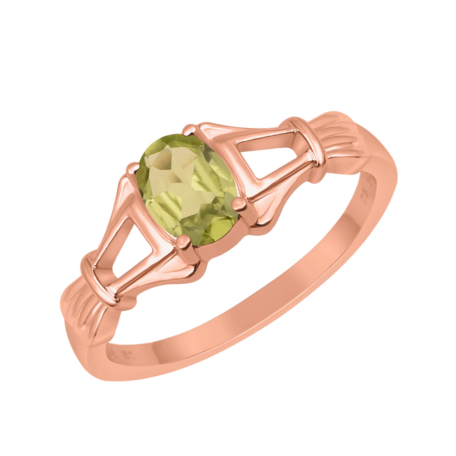 Peridot Solitaire Wedding Ring - Sterling Silver