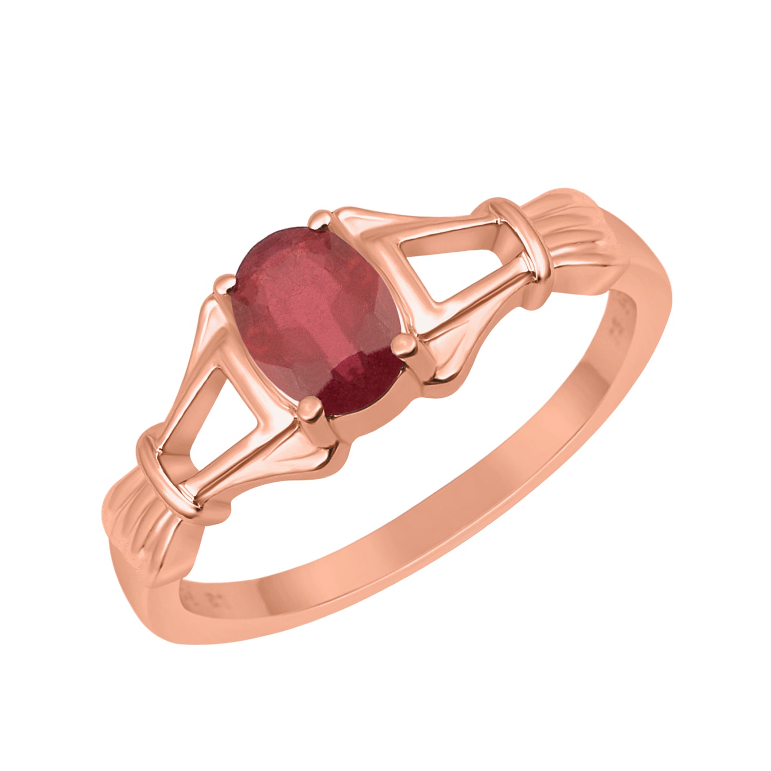 Ruby Solitaire Wedding Ring - Sterling Silver
