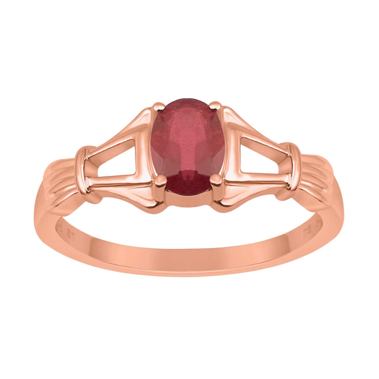 Ruby Solitaire Wedding Ring - Sterling Silver