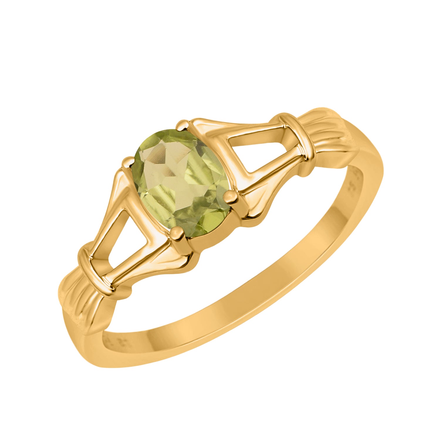 Peridot Solitaire Wedding Ring - Sterling Silver