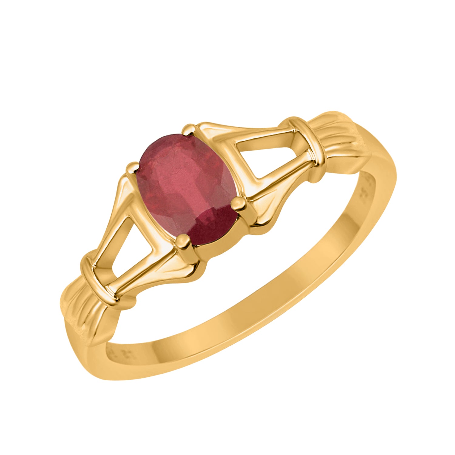 Ruby Solitaire Wedding Ring - Sterling Silver