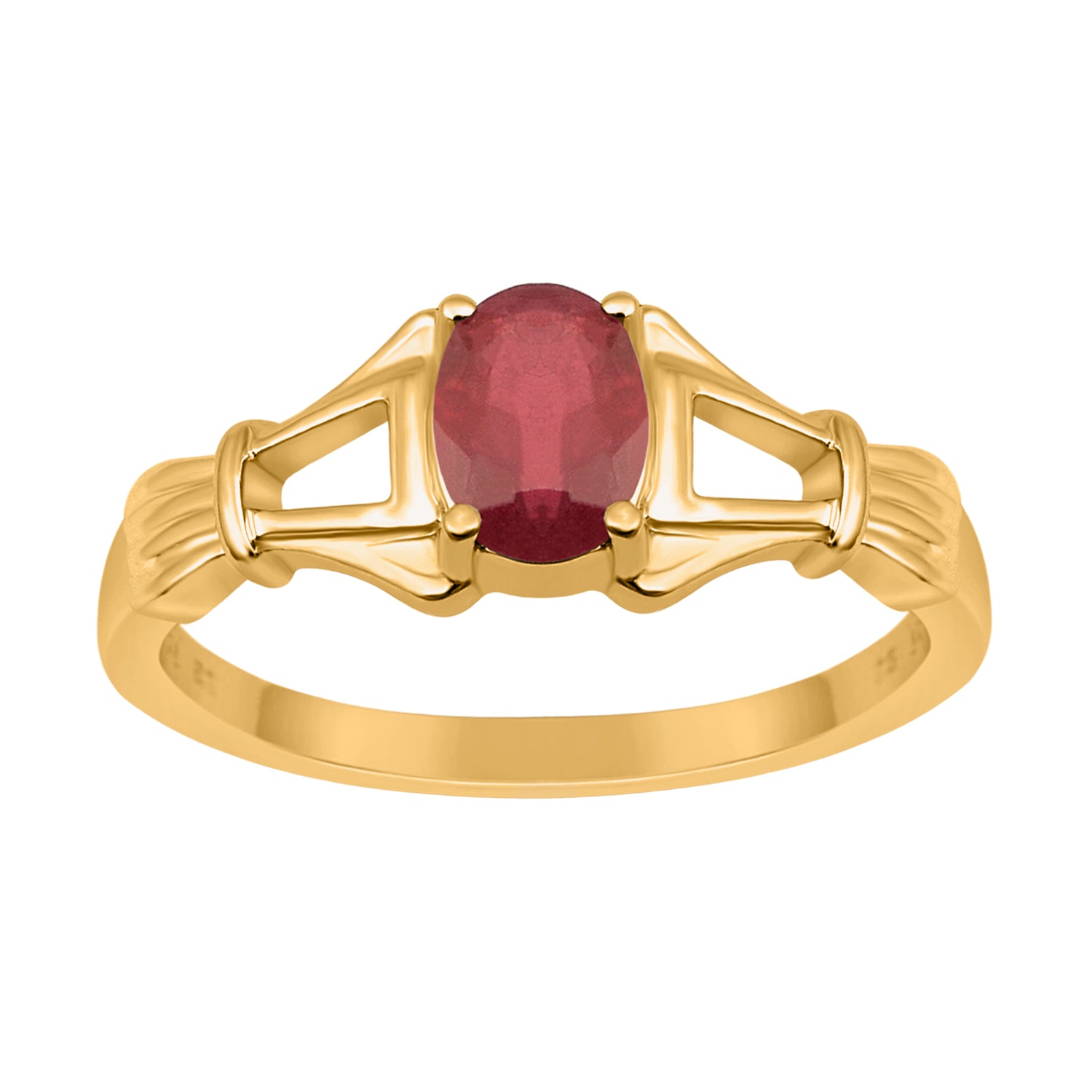 Ruby Solitaire Wedding Ring - Sterling Silver