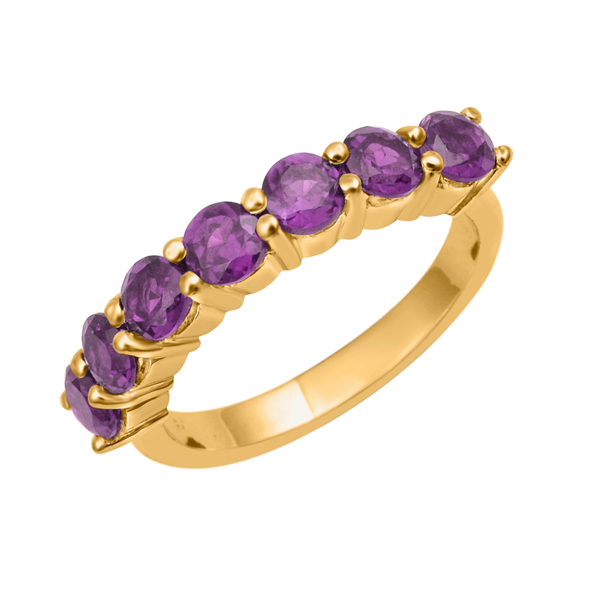 Amethyst 7-Stone Round Half Eternity Ring-Sterling Silver
