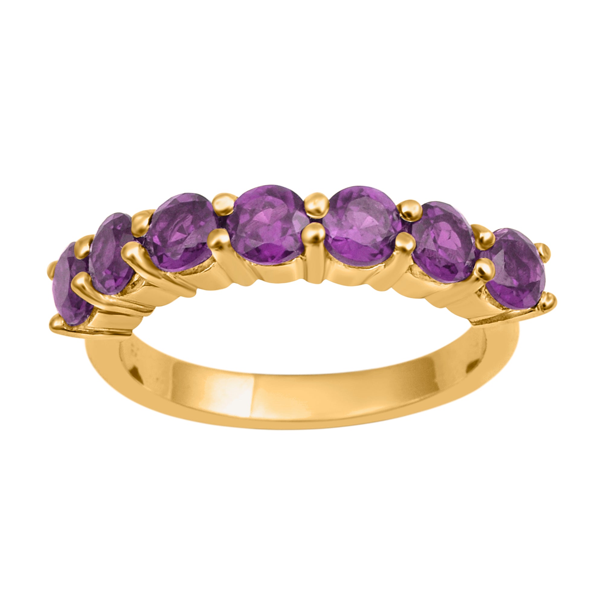 Amethyst 7-Stone Round Half Eternity Ring-Sterling Silver