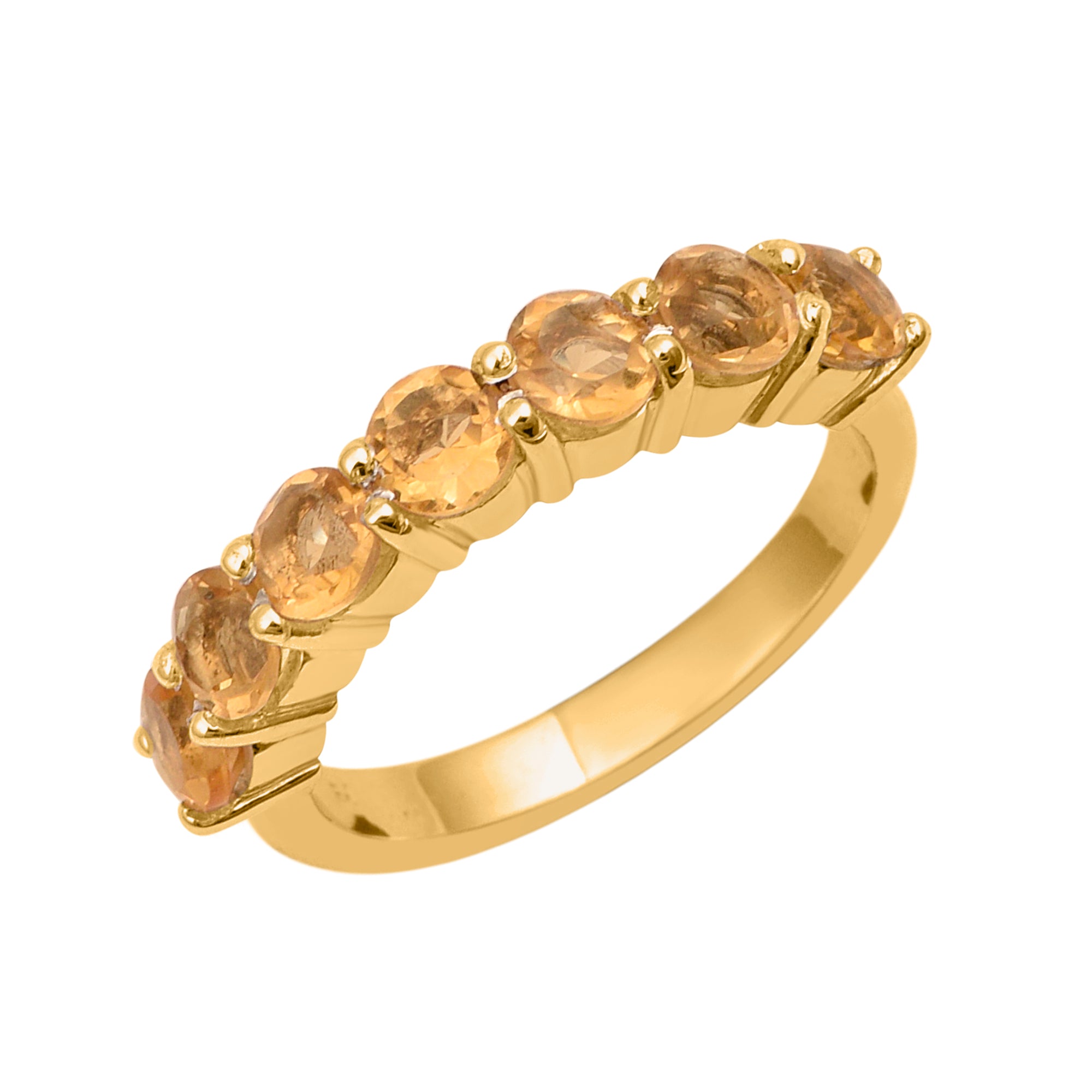 Citrine 7-Stone Round Half Eternity Ring-Sterling Silver