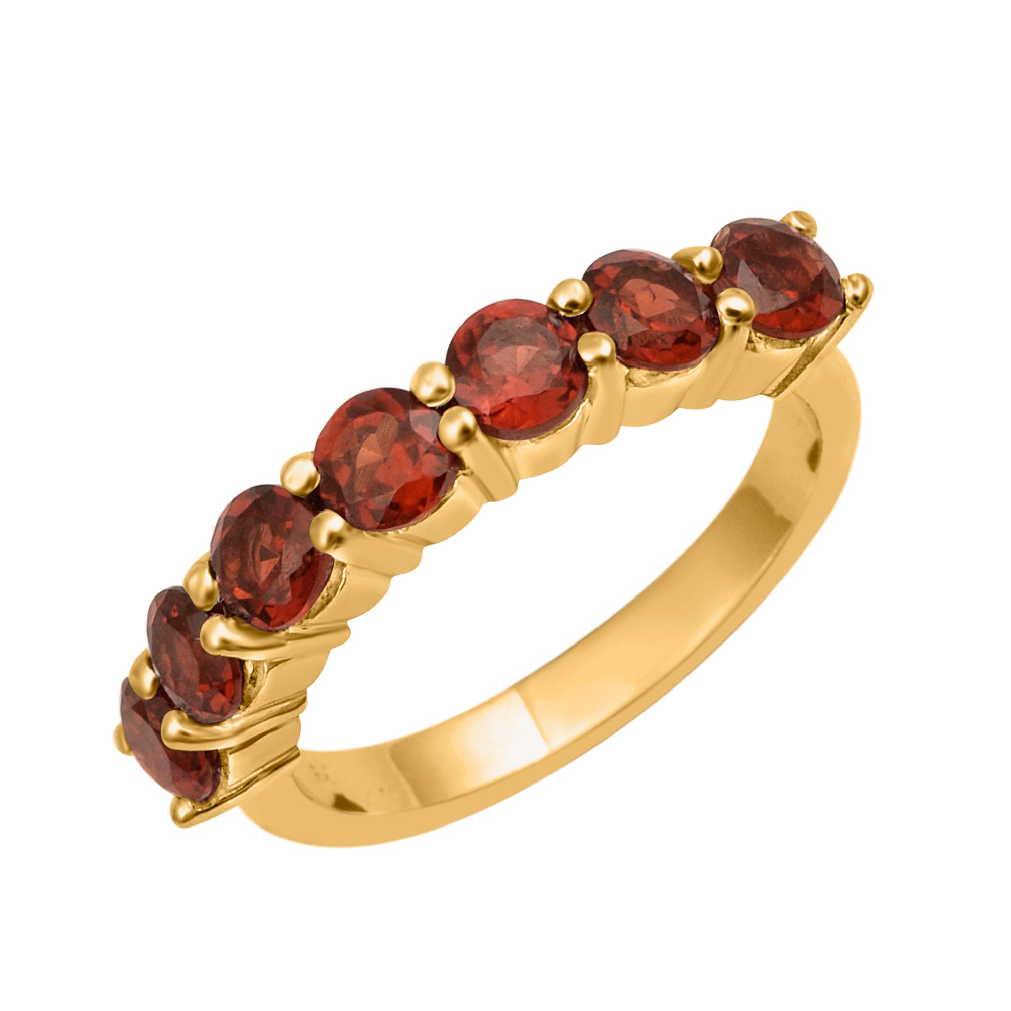 Garnet 7-Stone Round Half Eternity Ring-Sterling Silver