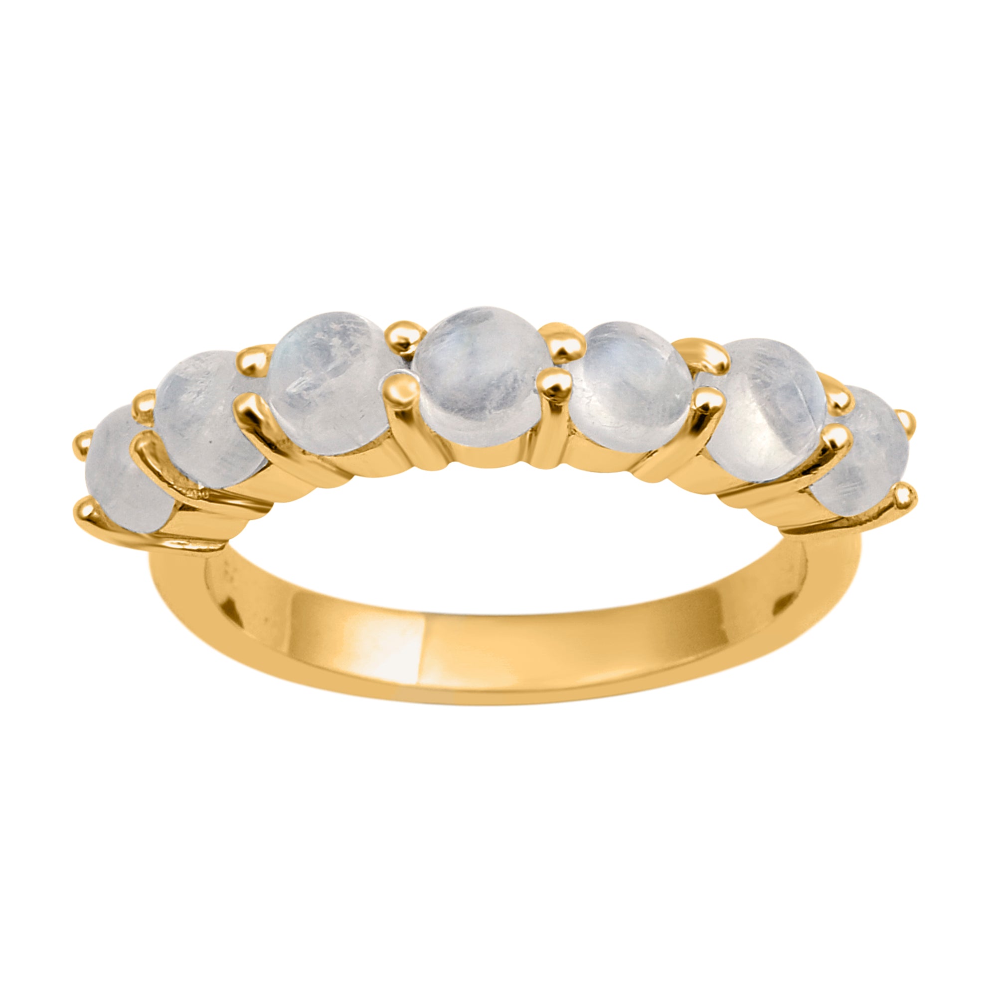 Moonstone 7-Stone Round Half Eternity Ring-Sterling Silver